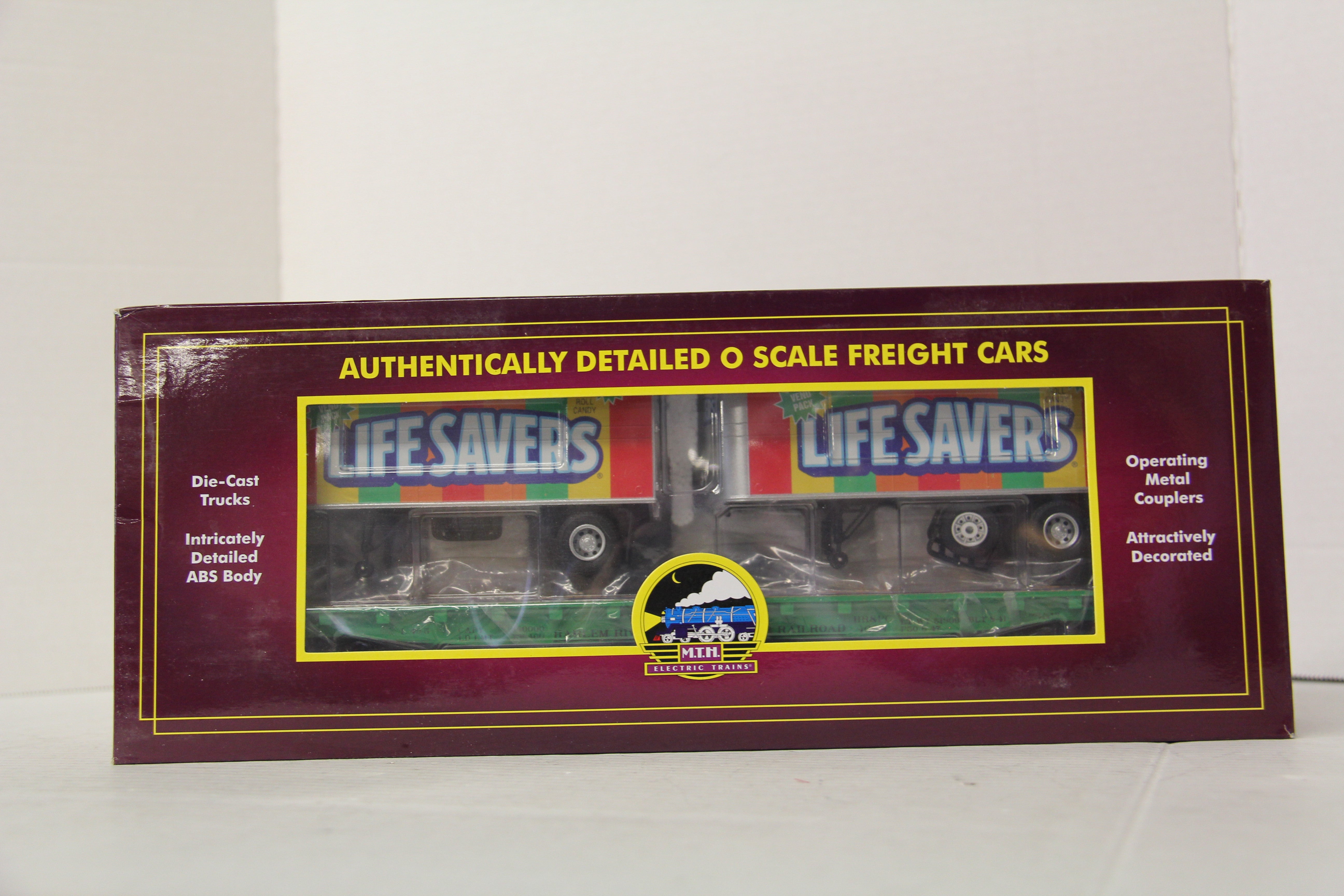 MTH 20-95526 Harlem River & Port Chester Railroad Flat Car w/ 2 PUP Trailers-Second hand-M6534