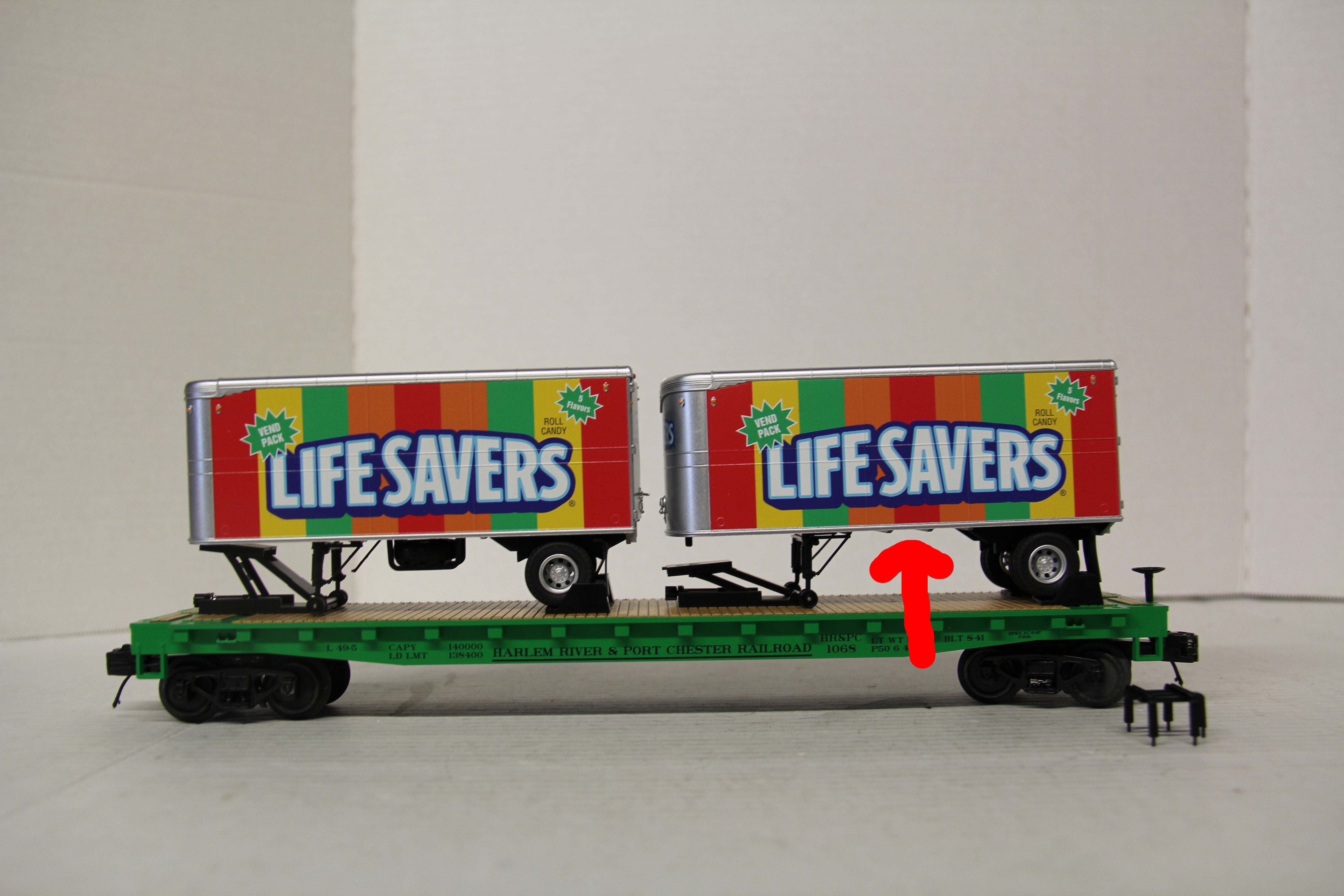 MTH 20-95526 Harlem River & Port Chester Railroad Flat Car w/ 2 PUP Trailers-Second hand-M6534