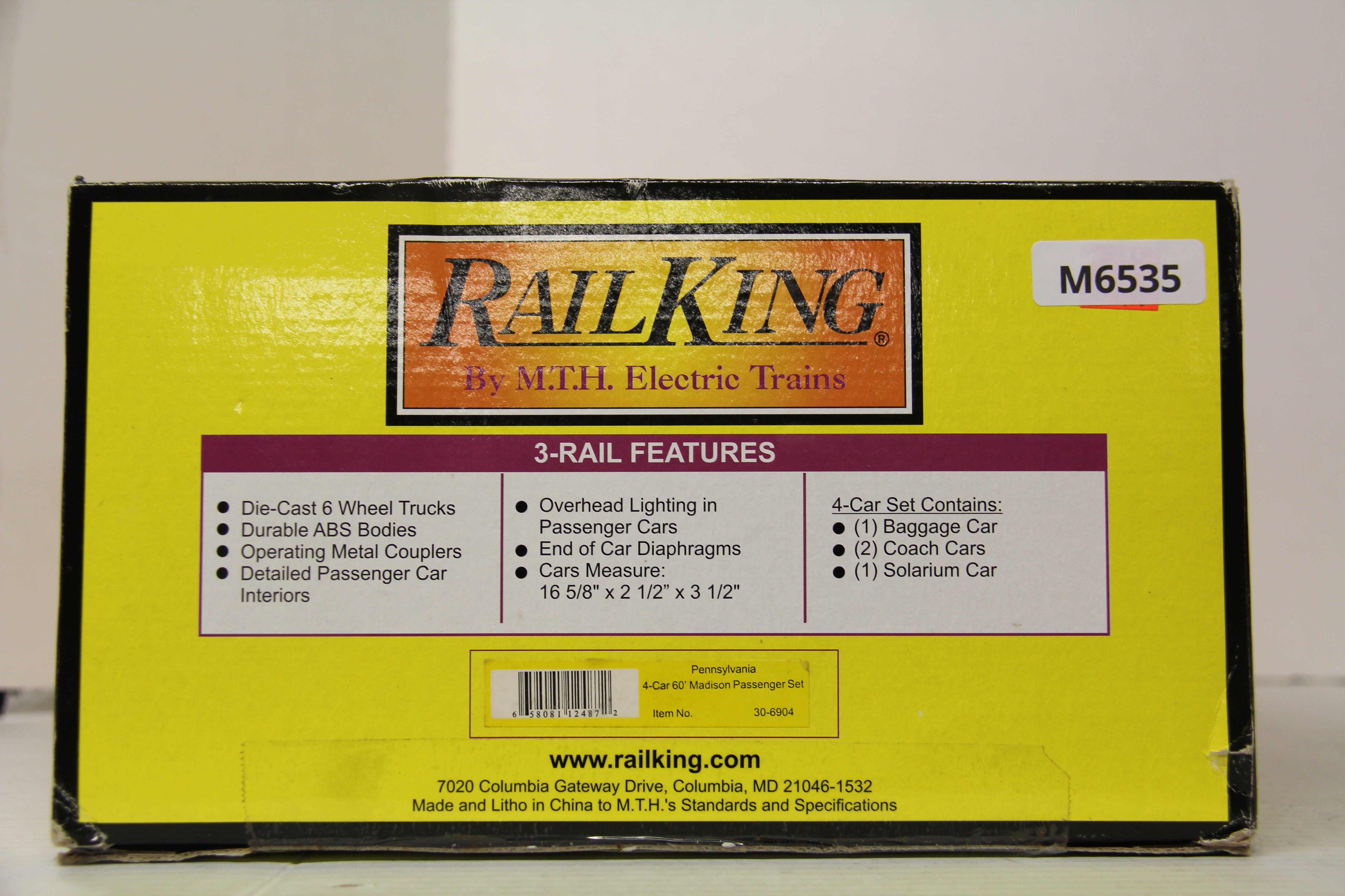 Rail King 30-6904 Pennsylvania 4-Car 60' Madison Passenger Set-Second hand-M6535