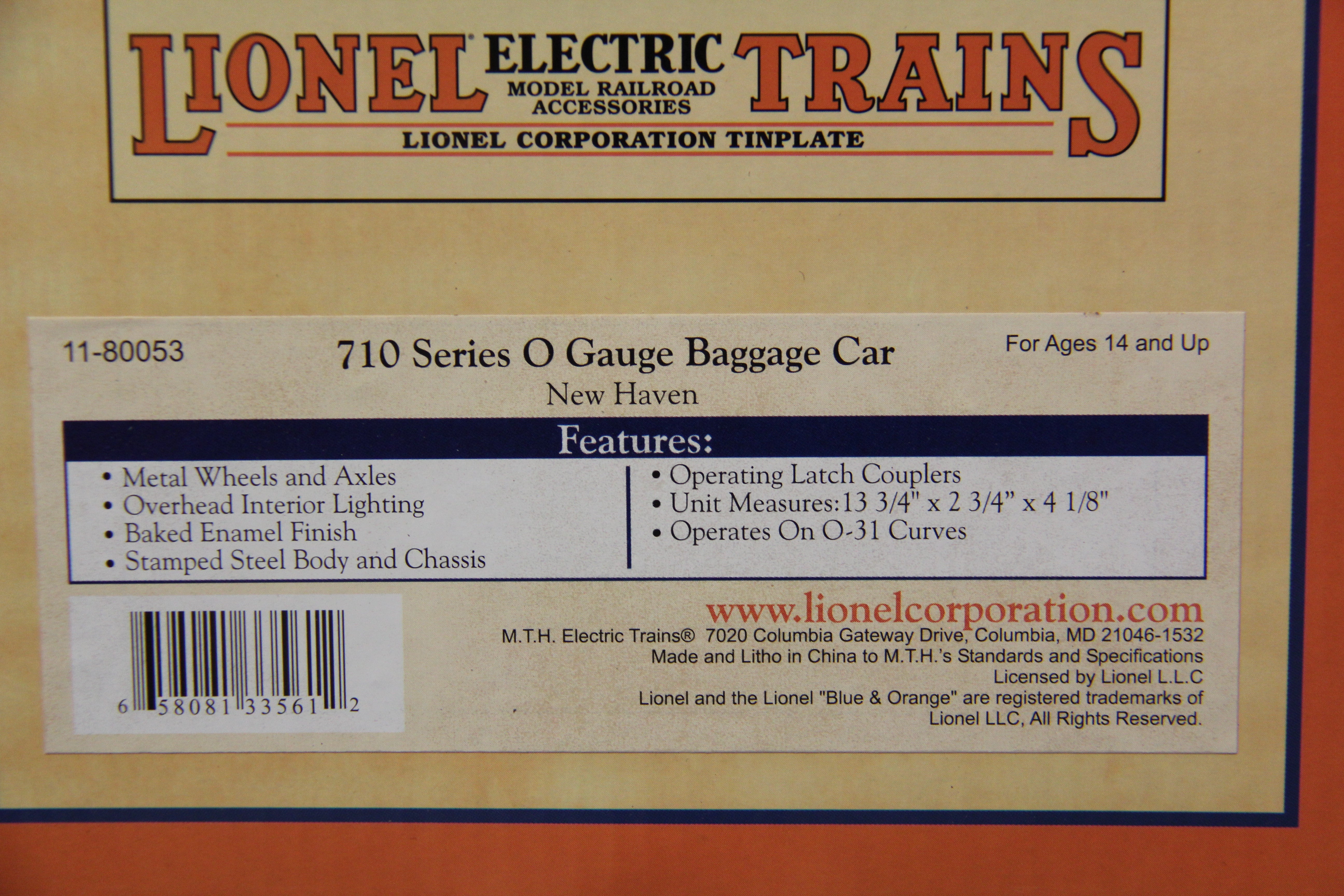 Lionel 11-80053 & 11-80054- New Haven 710 Series O Gauge 2 Car Passenger Set -Second hand-M4636