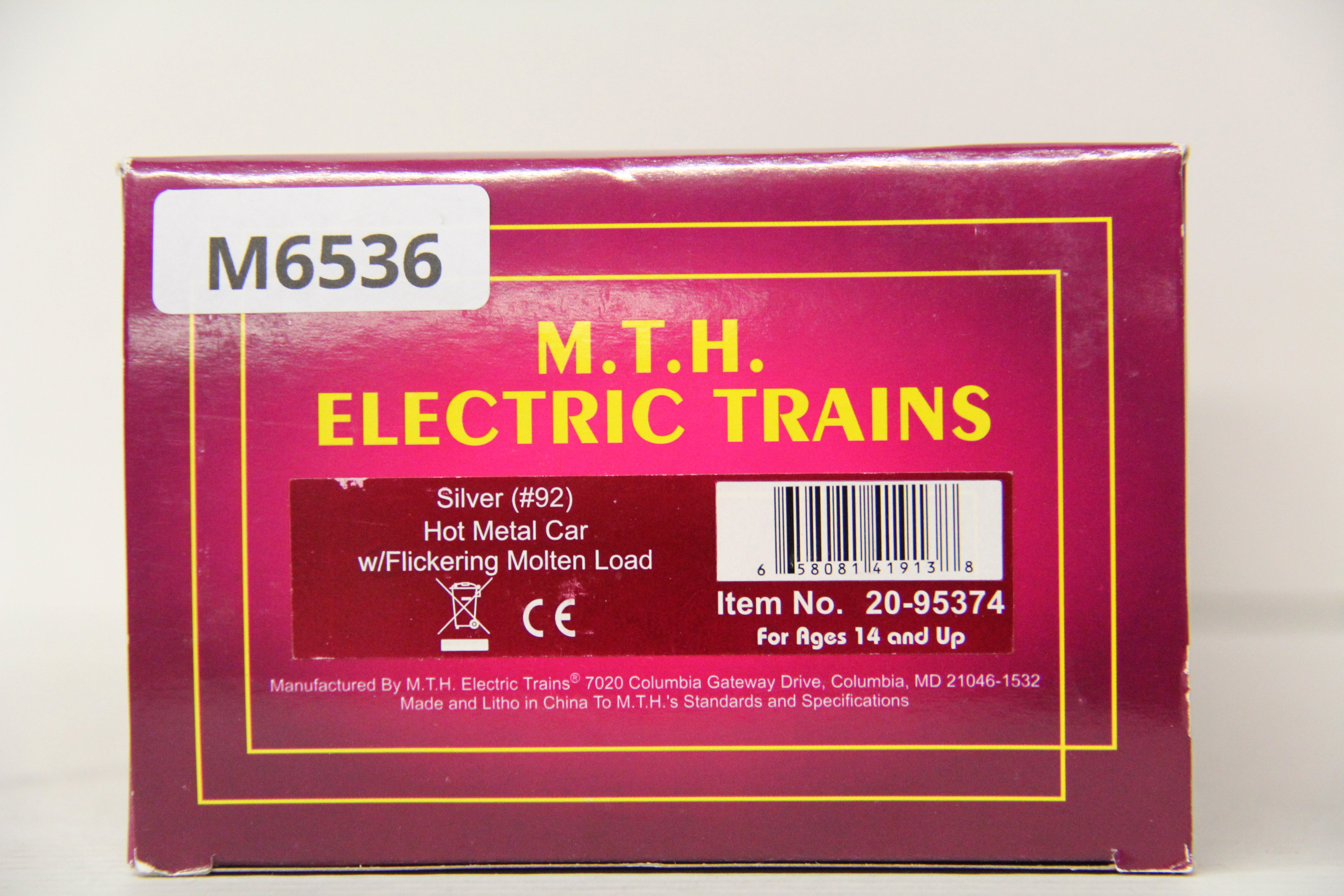 MTH 20-95374 Silver #92 Hot Metal Car w/ Flickering Molten Load-Second hand-M6536
