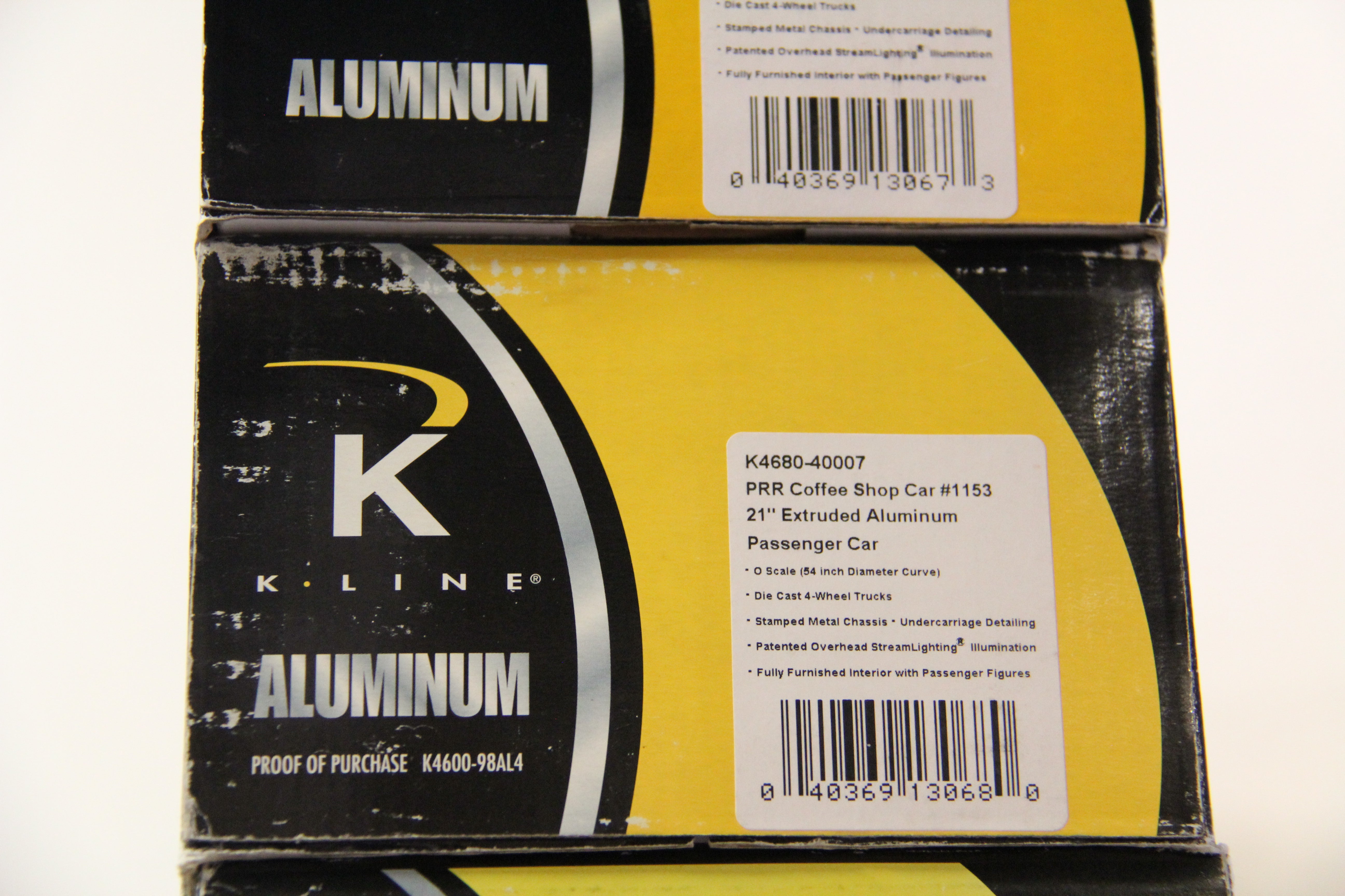 K Line K4680-40006,7,8,9,10 PRR 21" Extruded Aluminum Passenger Cars 5 Car Set-Second hand-M6538