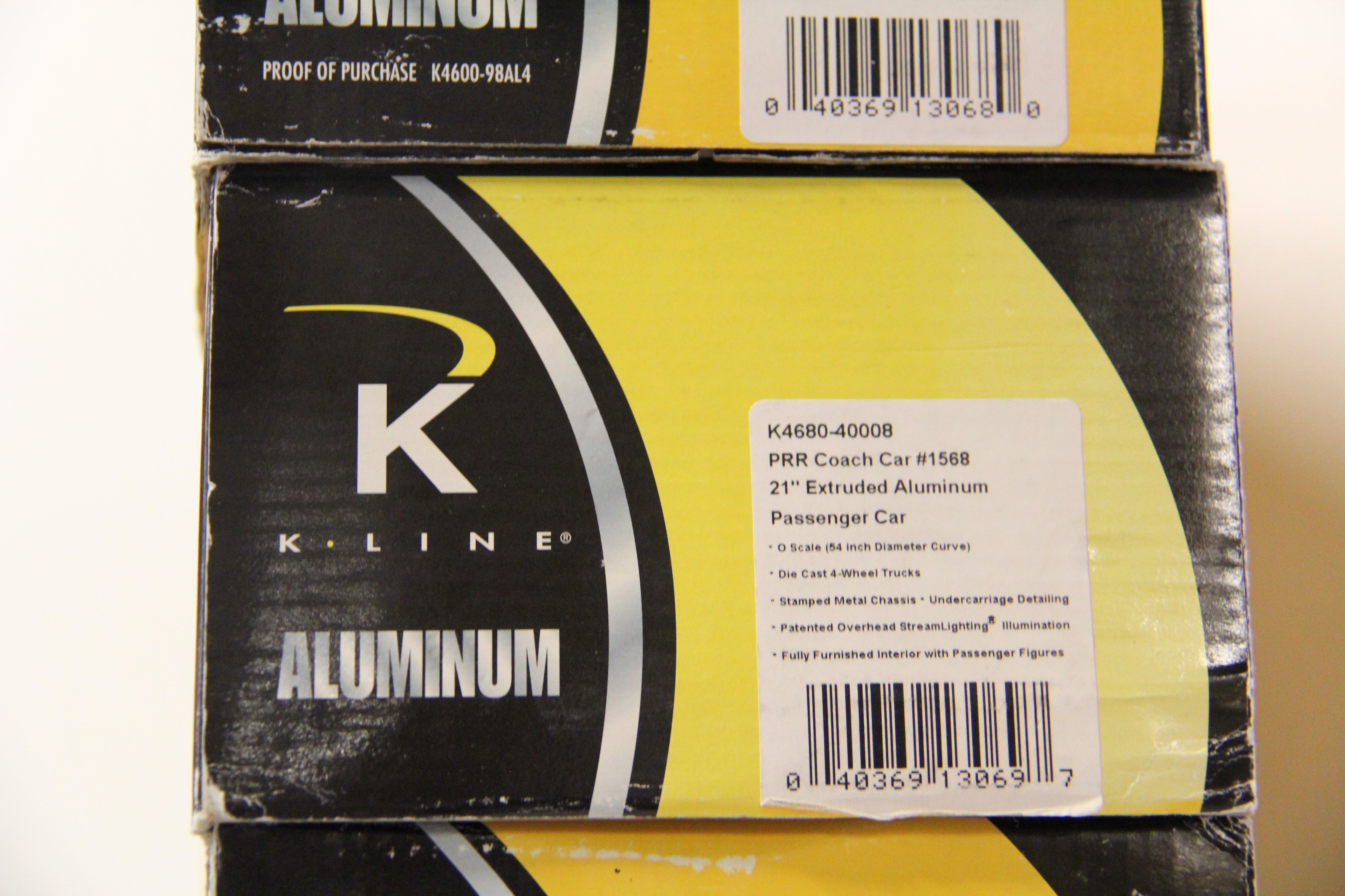 K Line K4680-40006,7,8,9,10 PRR 21" Extruded Aluminum Passenger Cars 5 Car Set-Second hand-M6538