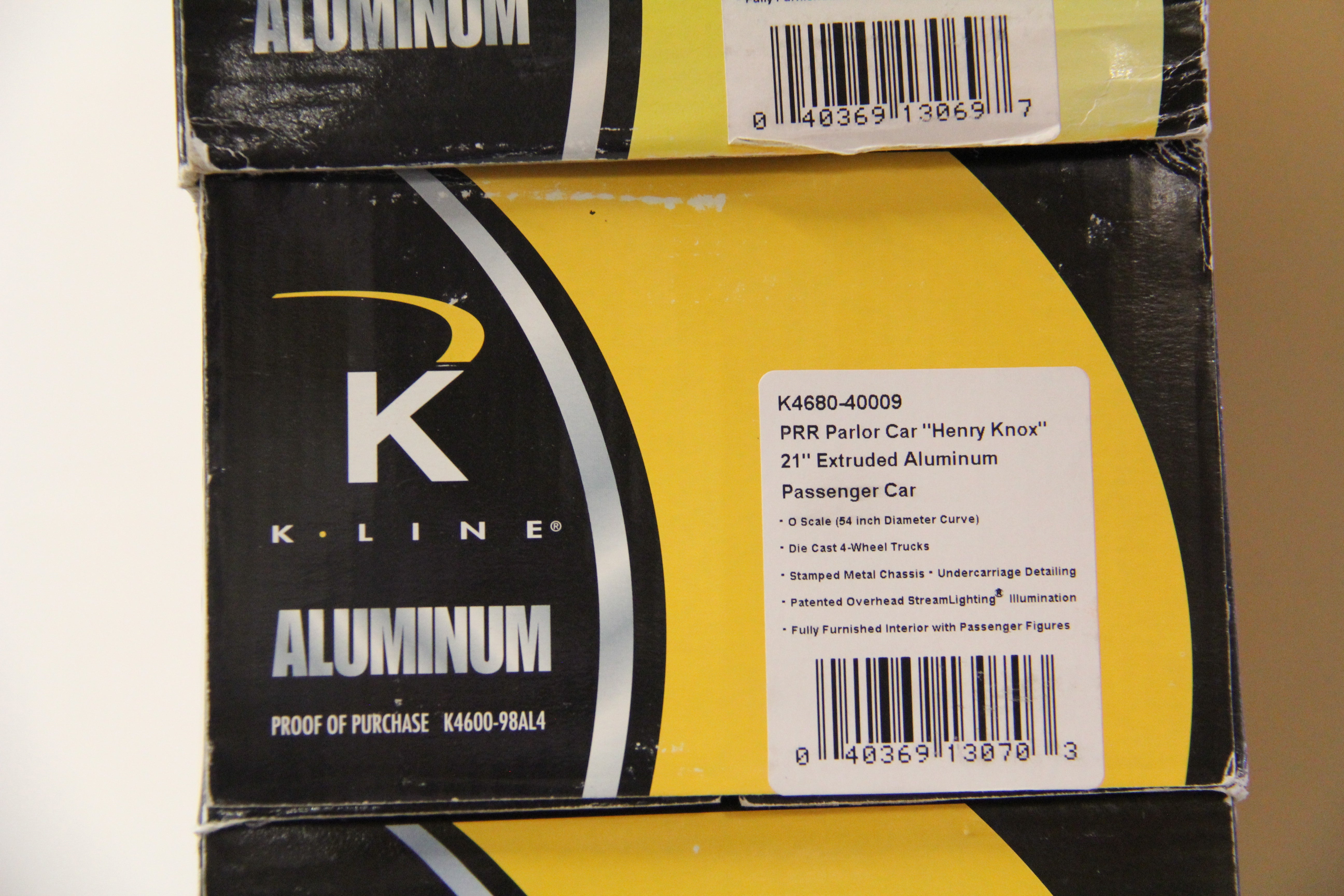 K Line K4680-40006,7,8,9,10 PRR 21" Extruded Aluminum Passenger Cars 5 Car Set-Second hand-M6538