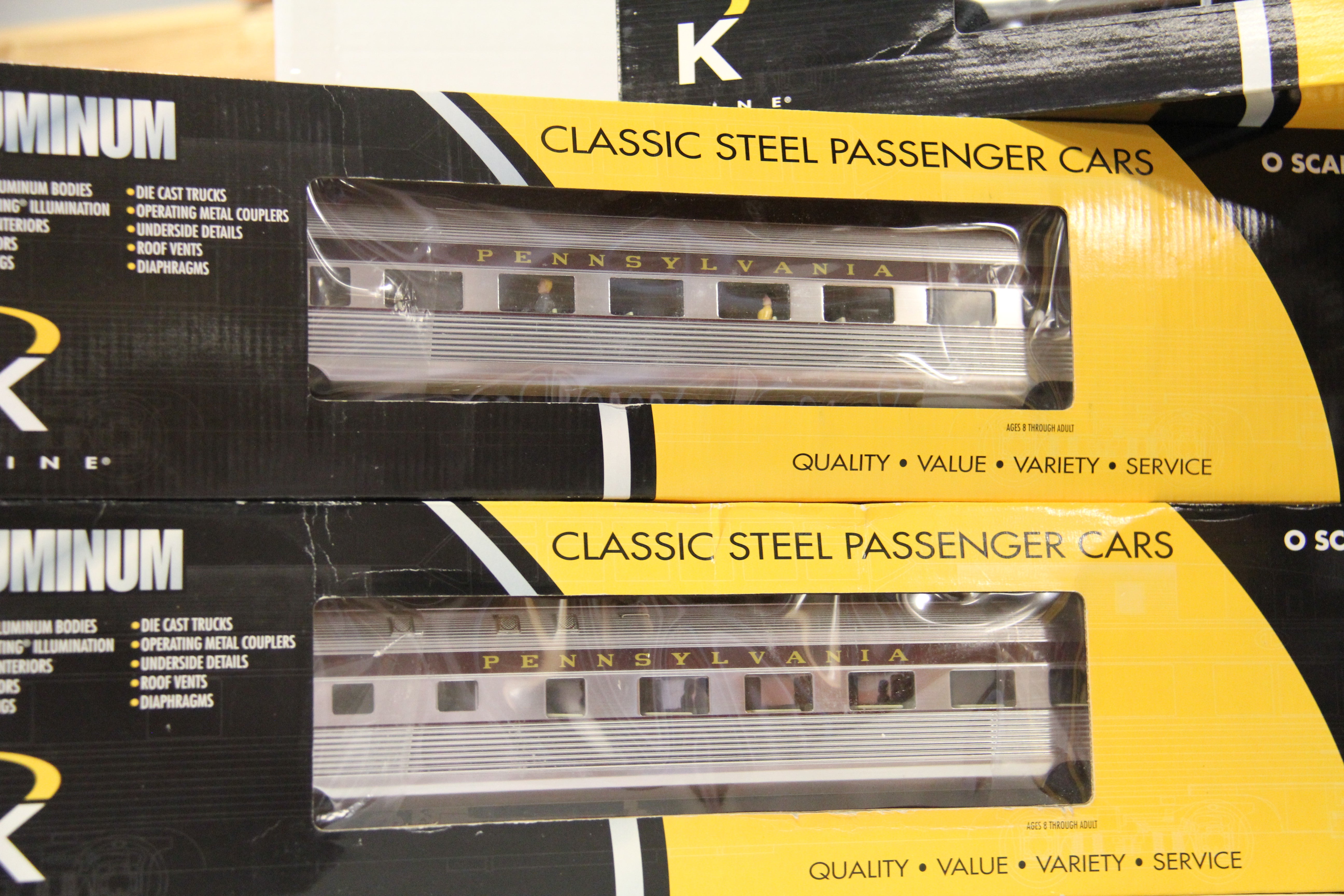 K Line K4680-40006,7,8,9,10 PRR 21" Extruded Aluminum Passenger Cars 5 Car Set-Second hand-M6538