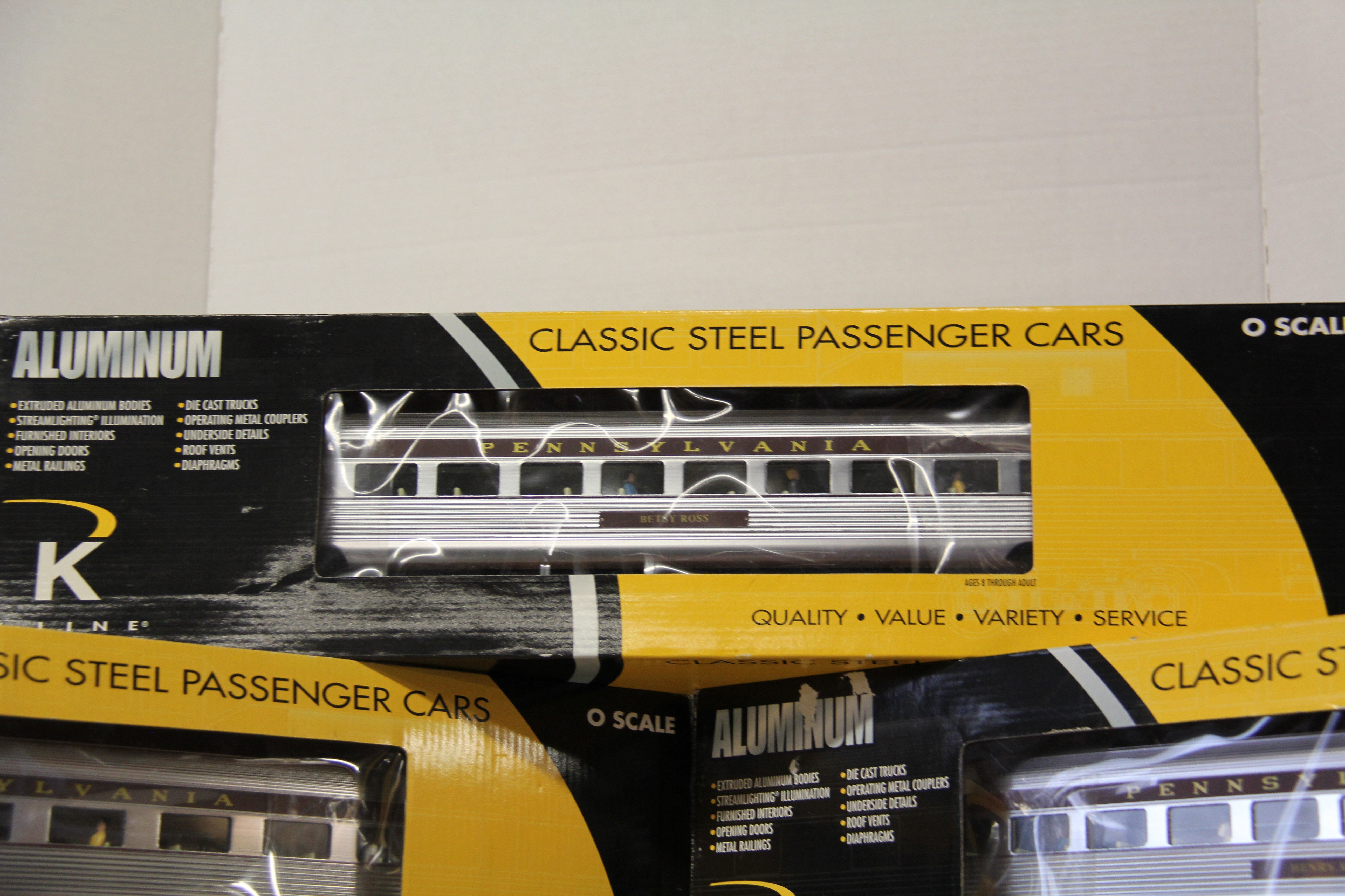 K Line K4680-40006,7,8,9,10 PRR 21" Extruded Aluminum Passenger Cars 5 Car Set-Second hand-M6538