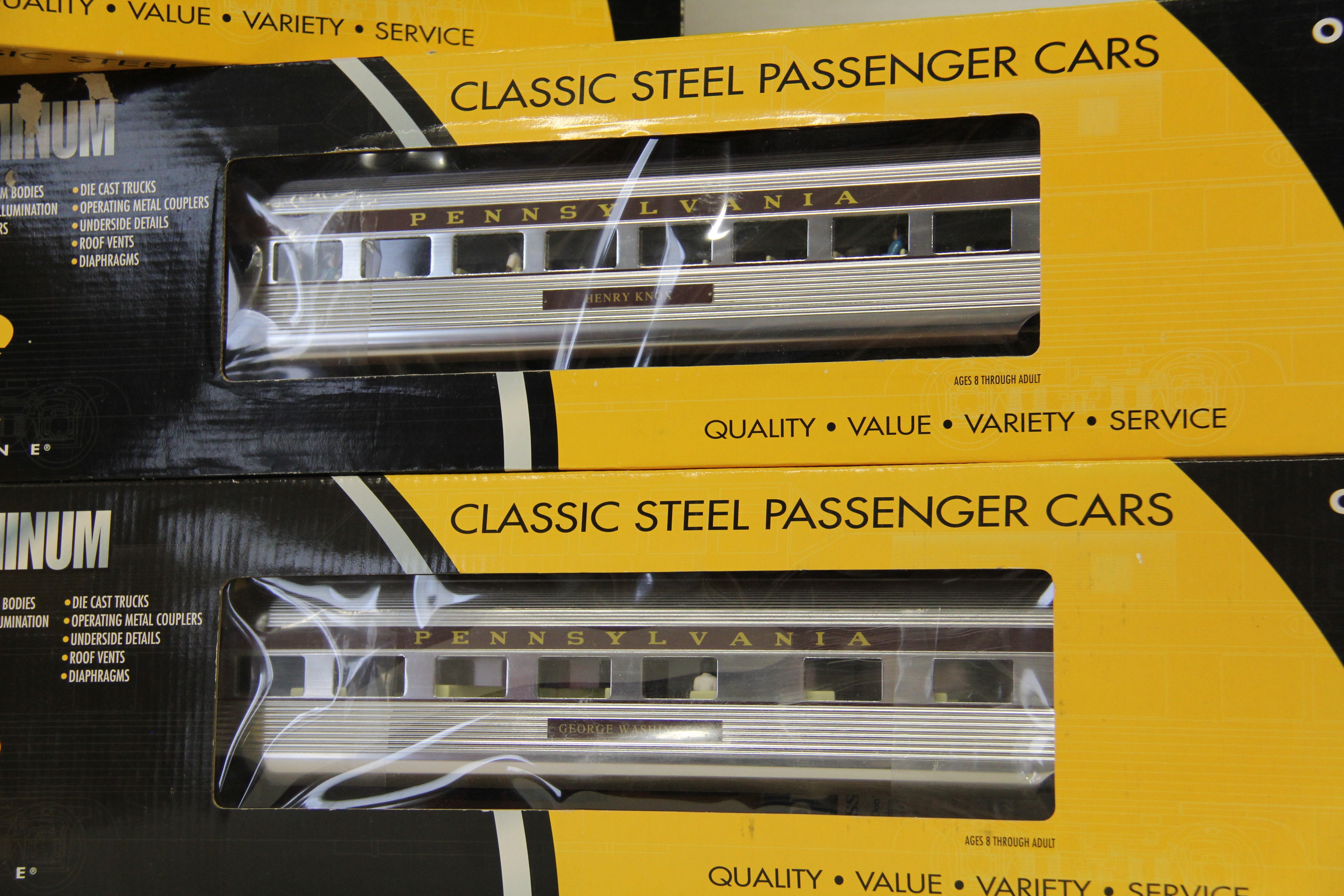 K Line K4680-40006,7,8,9,10 PRR 21" Extruded Aluminum Passenger Cars 5 Car Set-Second hand-M6538