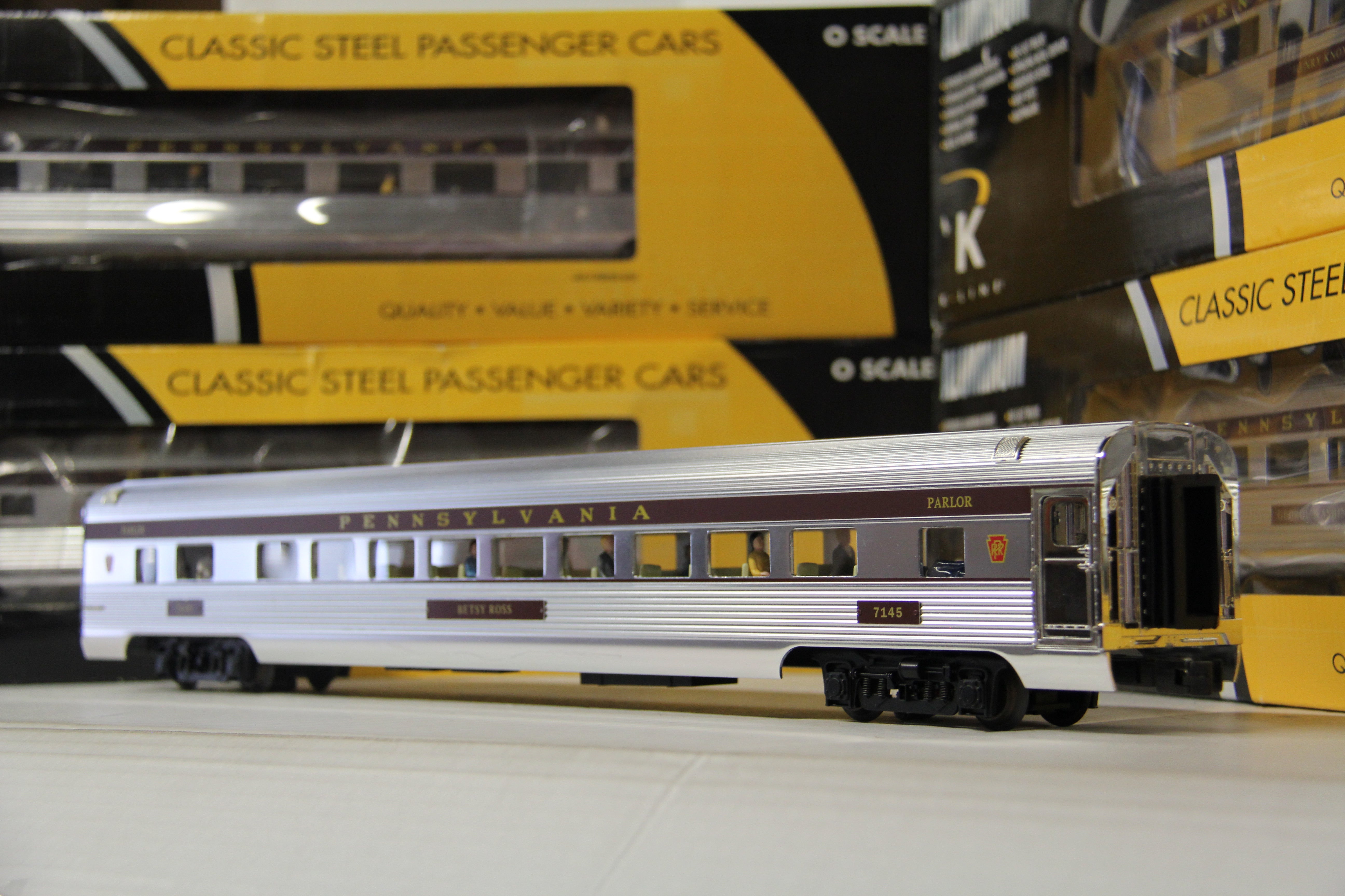 K Line K4680-40006,7,8,9,10 PRR 21" Extruded Aluminum Passenger Cars 5 Car Set-Second hand-M6538