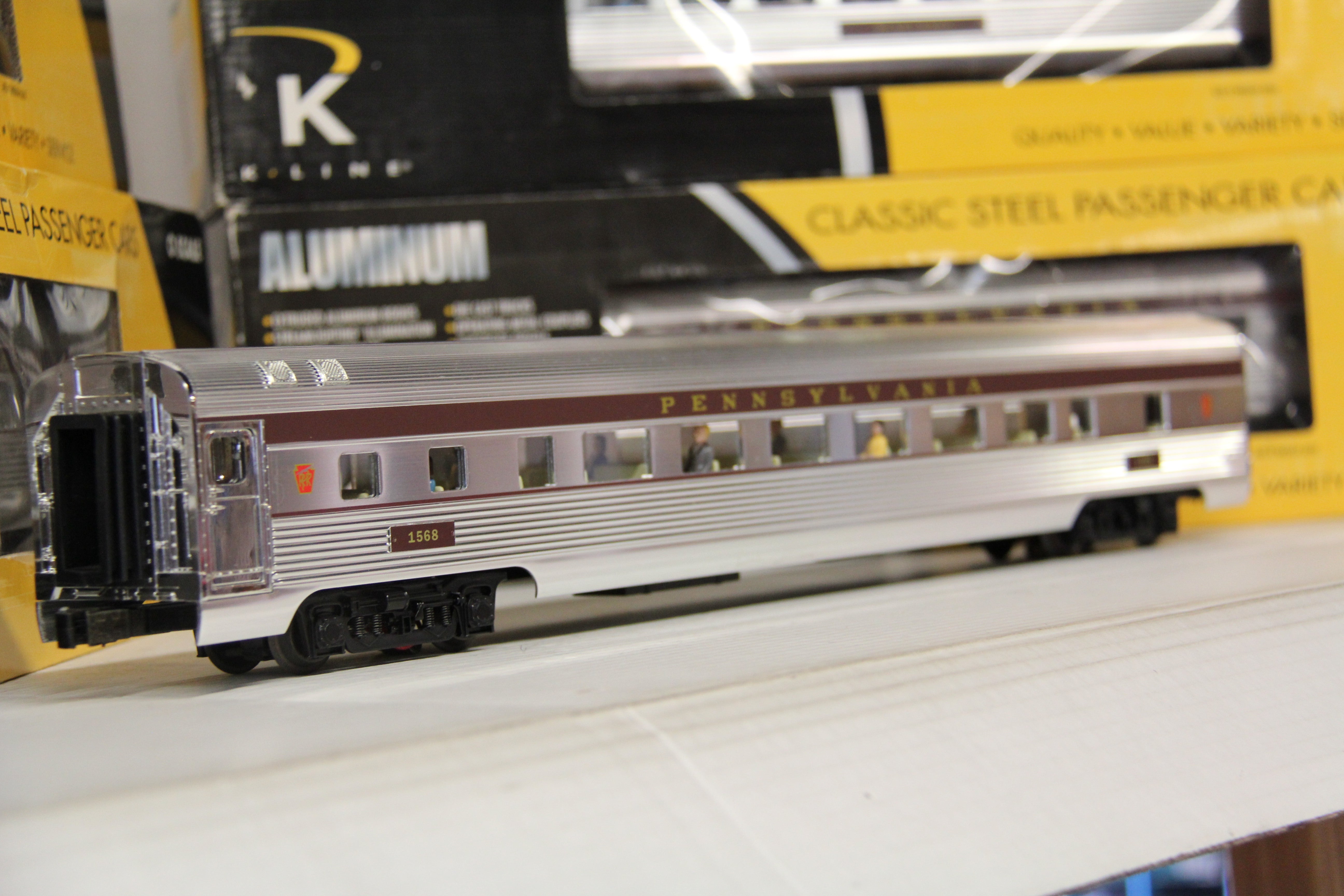 K Line K4680-40006,7,8,9,10 PRR 21" Extruded Aluminum Passenger Cars 5 Car Set-Second hand-M6538