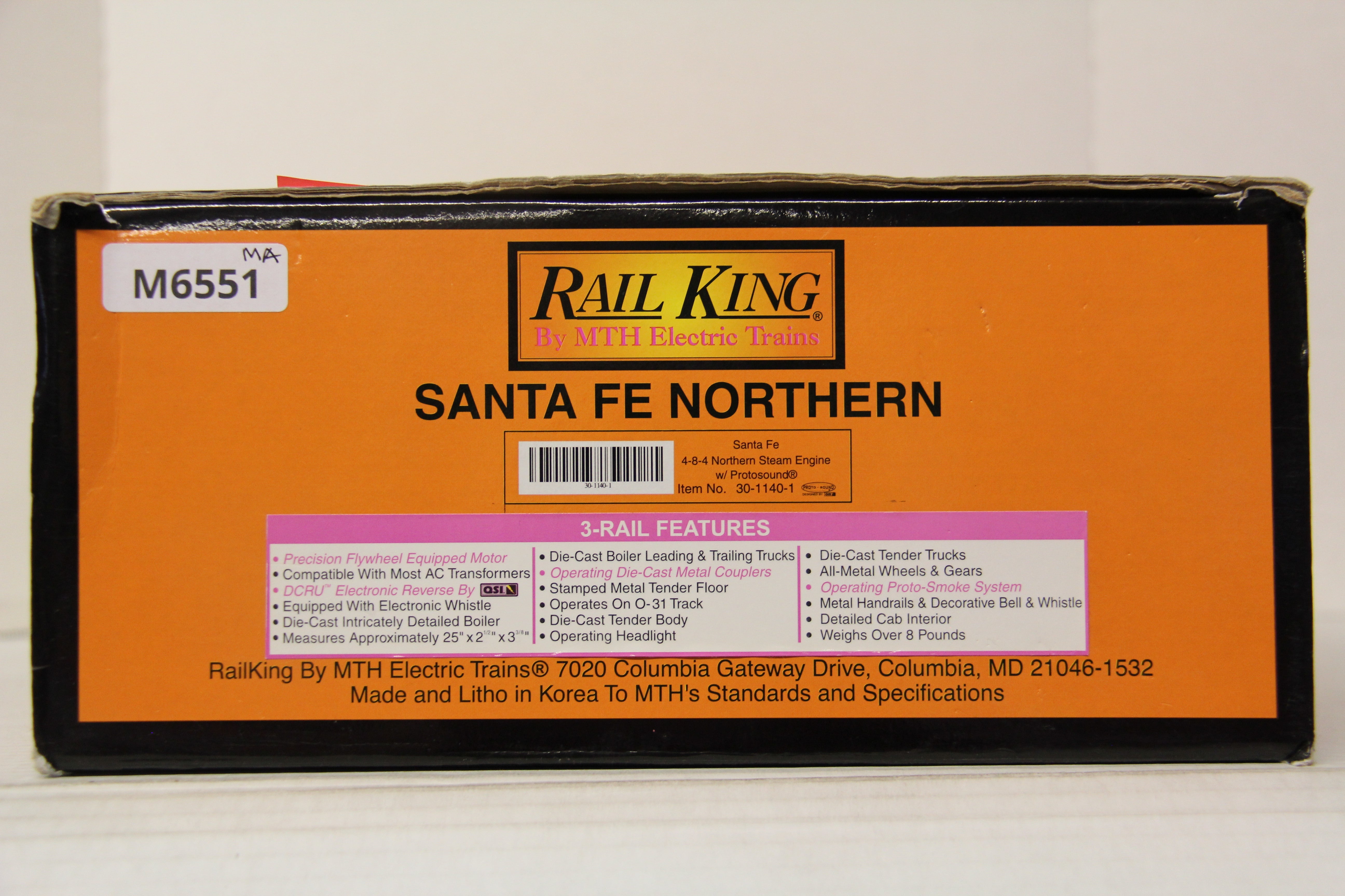Rail King 30-1140-1 Santa Fe Northern 4-8-4 Northern Steam Engine-Second hand-M6551