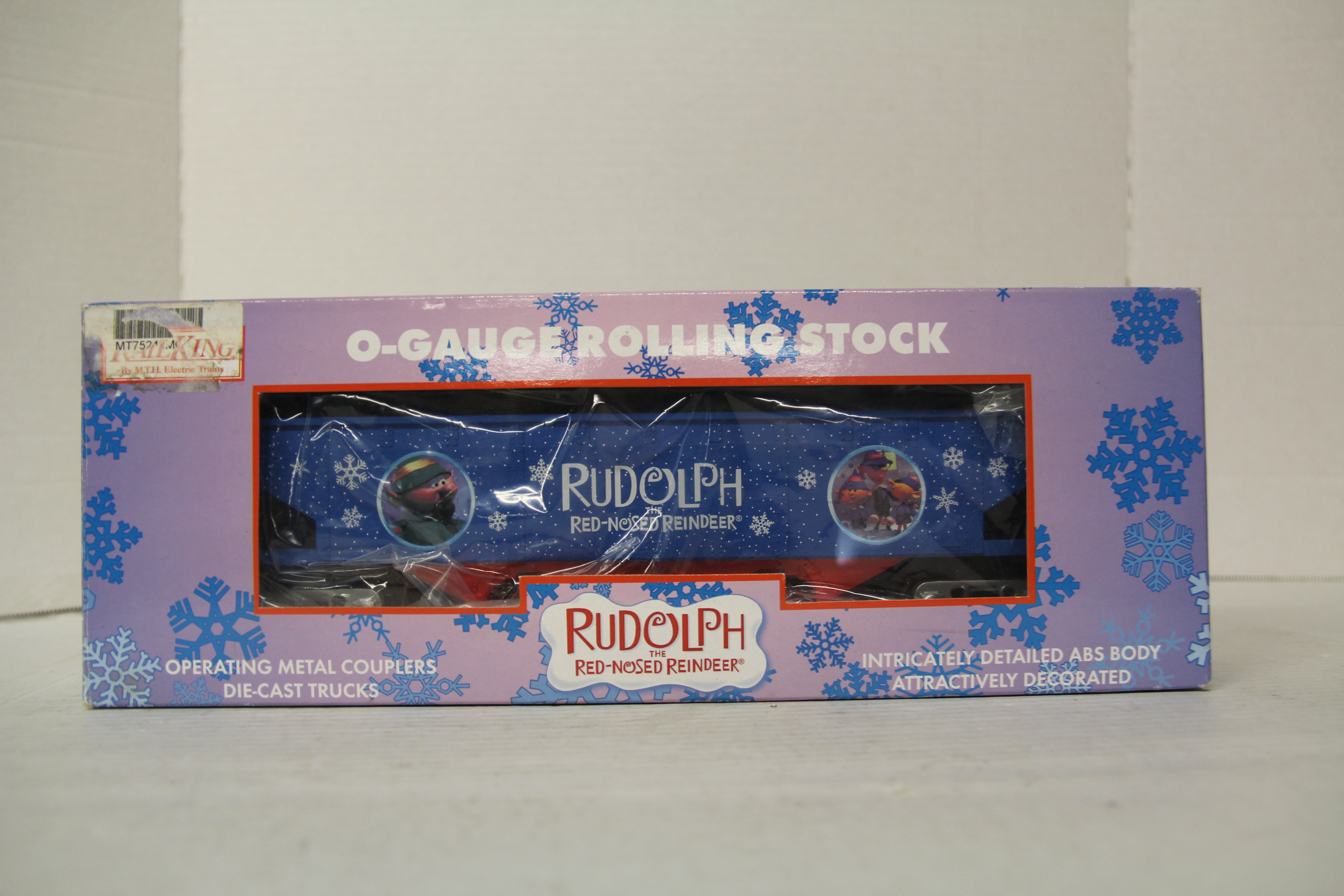 Rail King 30-75246 Rudolph the Red Nosed Reindeer "Elves" 4 Bay Hopper Car w/ White Coal Load-Second hand-M6562