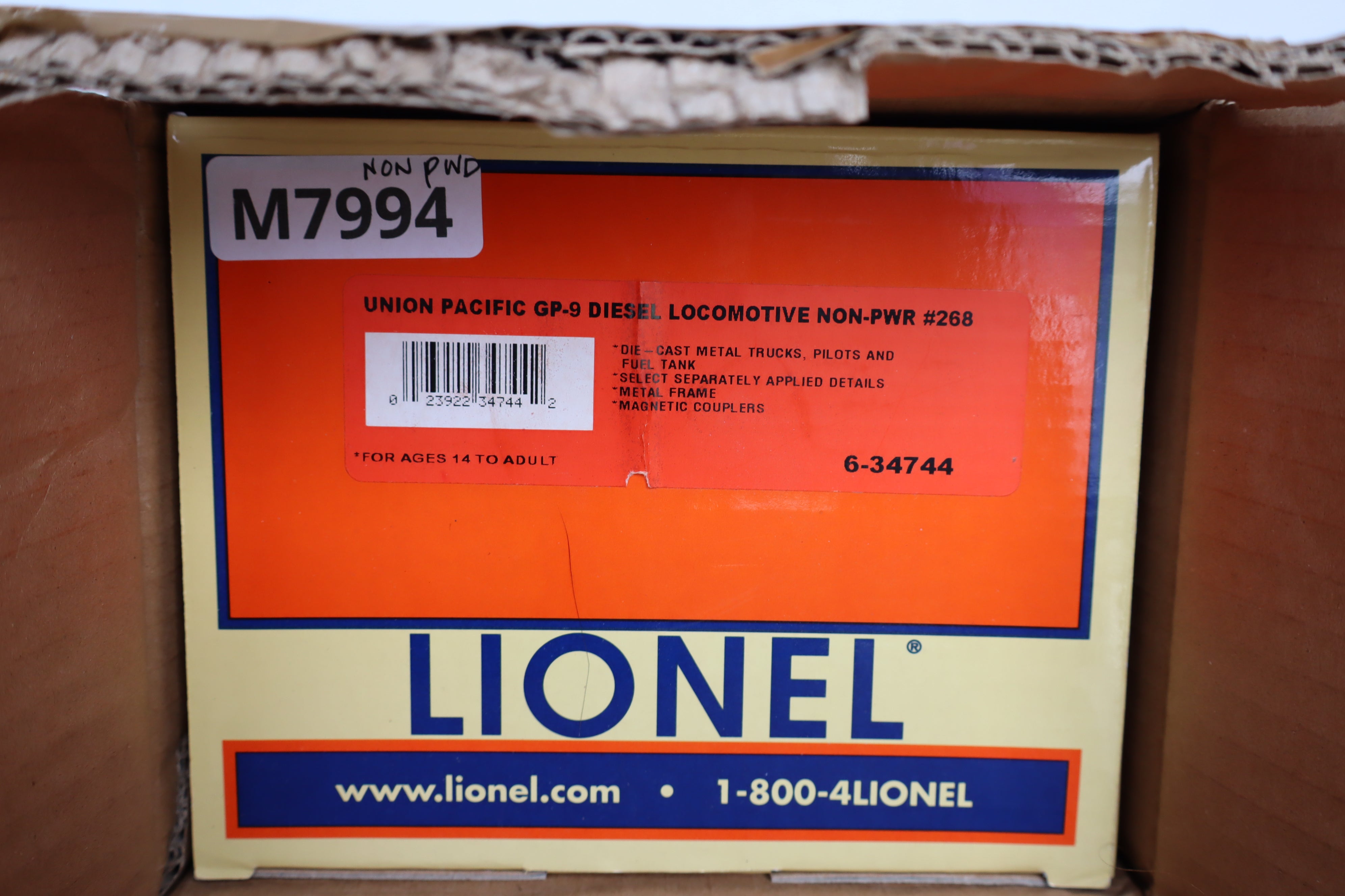 Lionel 6-34744 Union Pacific GP-9 Diesel Locomotive Non Powered #268-Second hand-M7994
