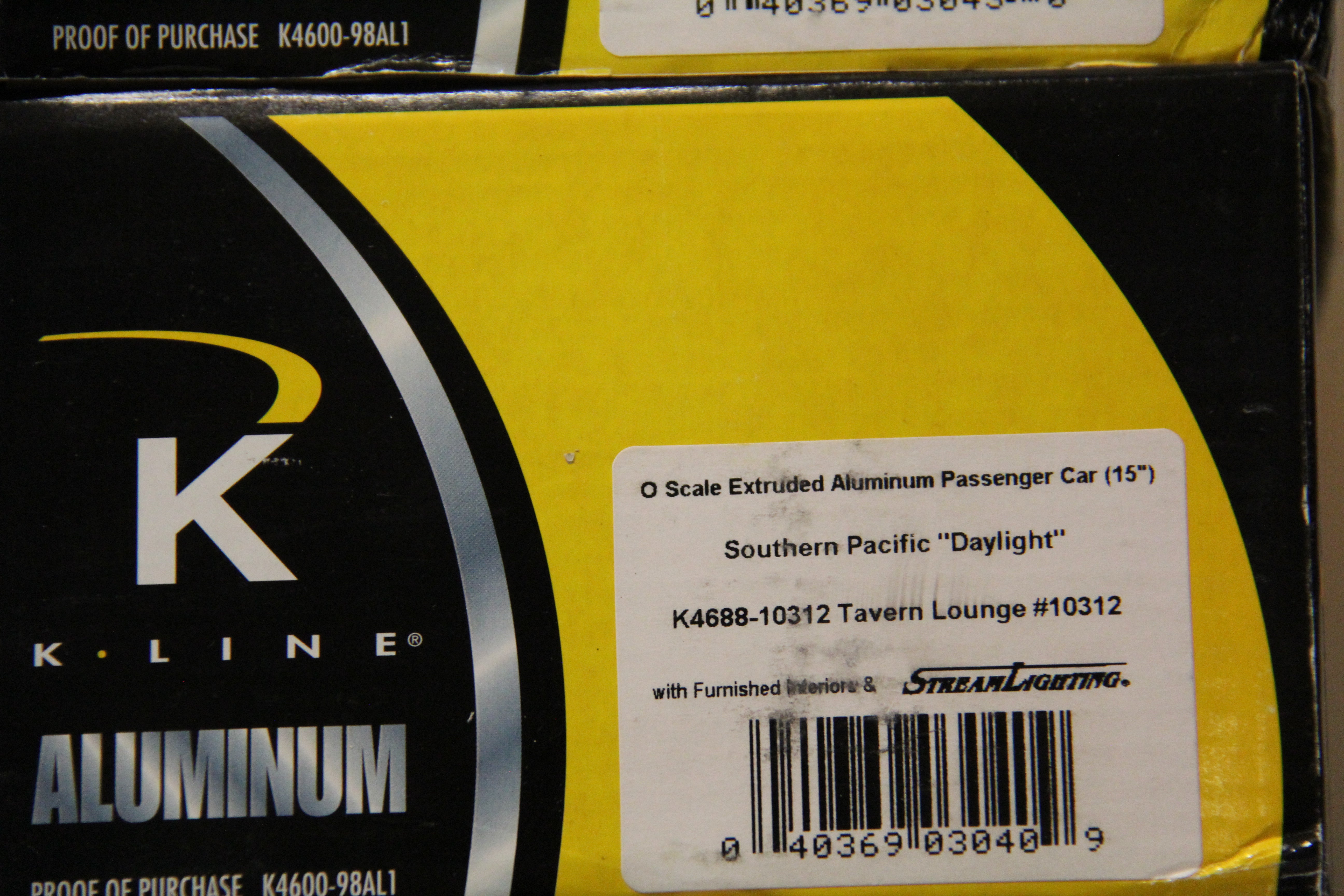K Line K4688-12952 Southern Pacific "Daylight" 15" Extruded Aluminum Passenger Cars 5 Car Set-Second hand-M6565