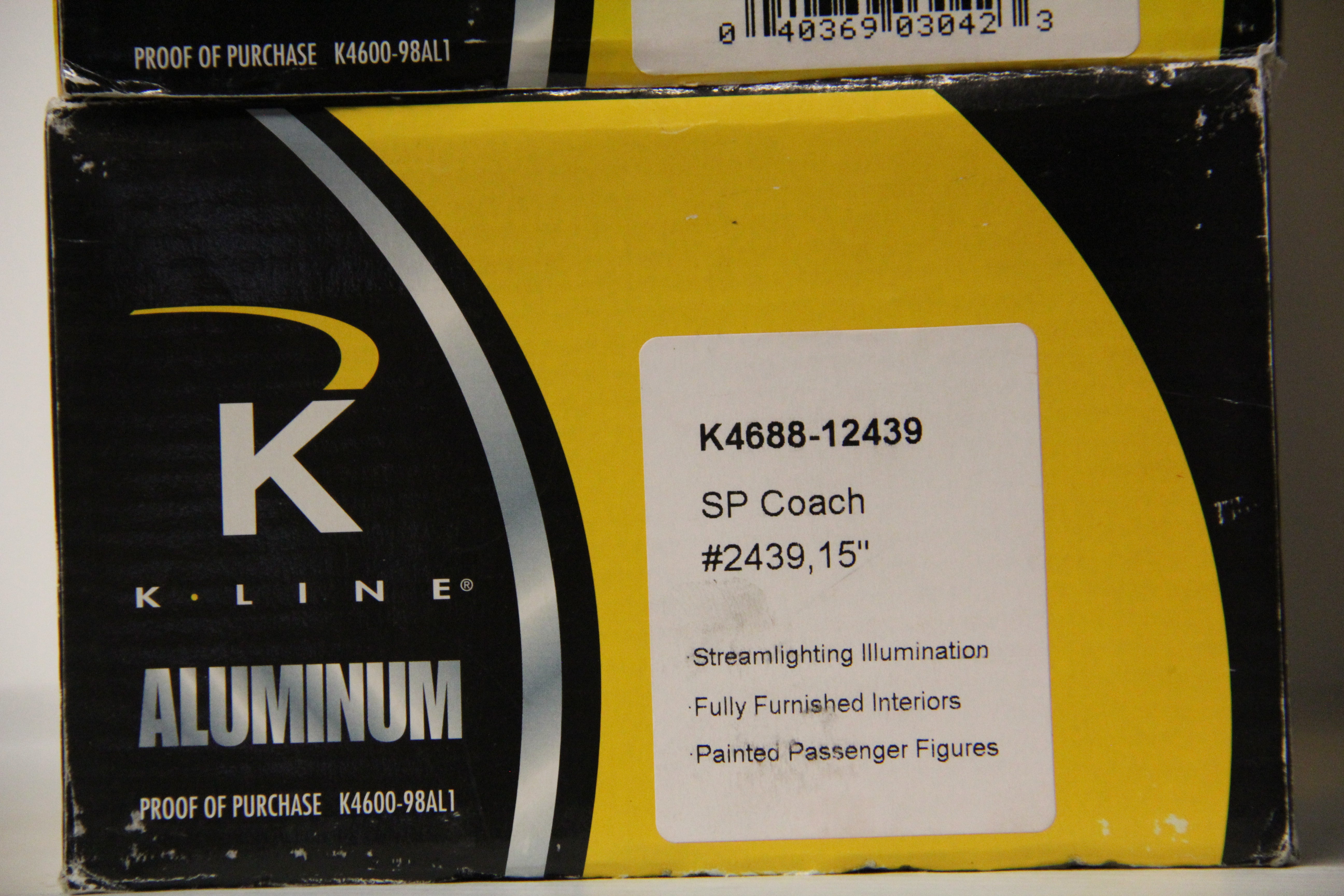 K Line K4688-12952 Southern Pacific "Daylight" 15" Extruded Aluminum Passenger Cars 5 Car Set-Second hand-M6565
