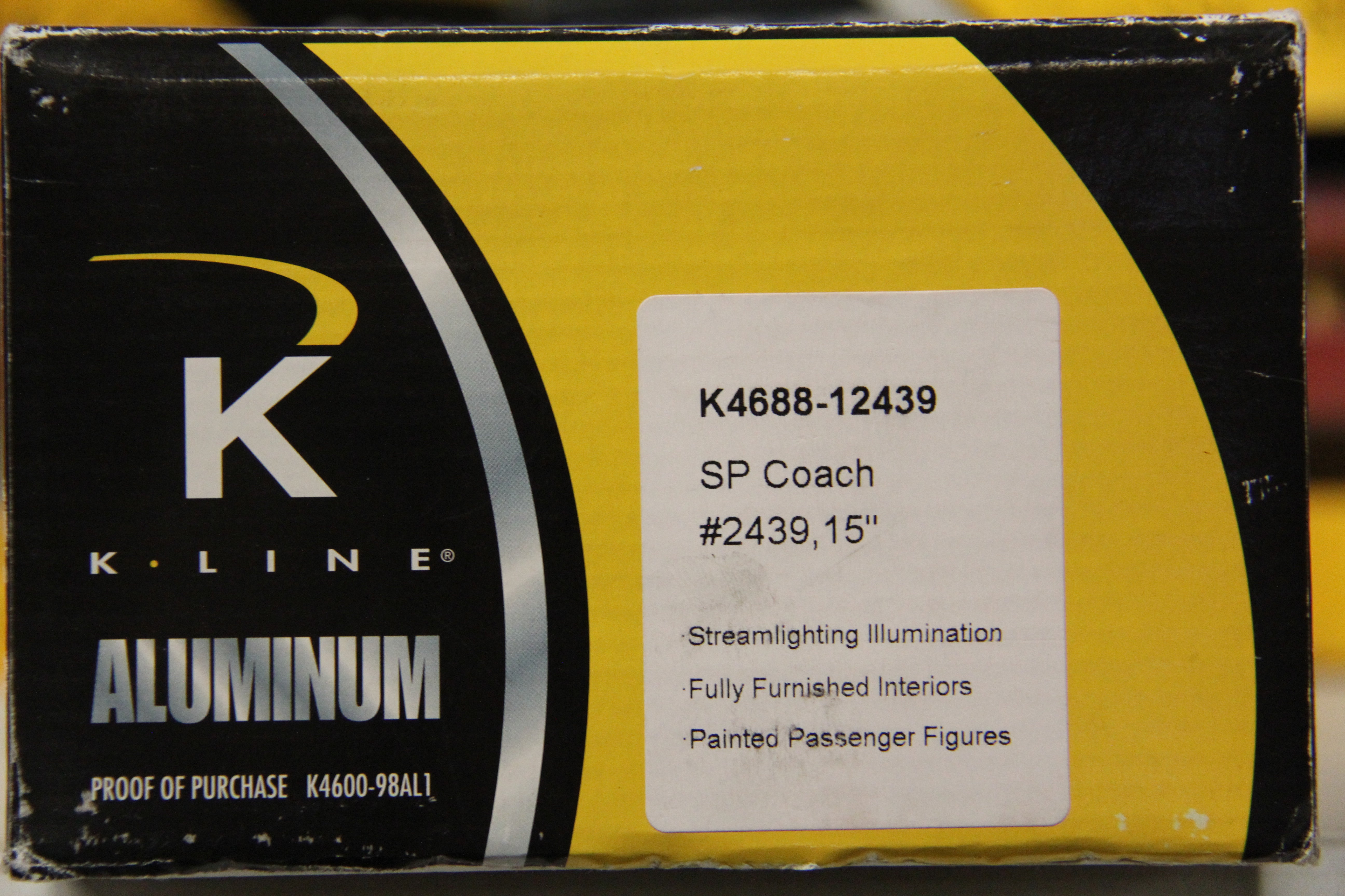 K Line K4688-12952 Southern Pacific "Daylight" 15" Extruded Aluminum Passenger Cars 5 Car Set-Second hand-M6565