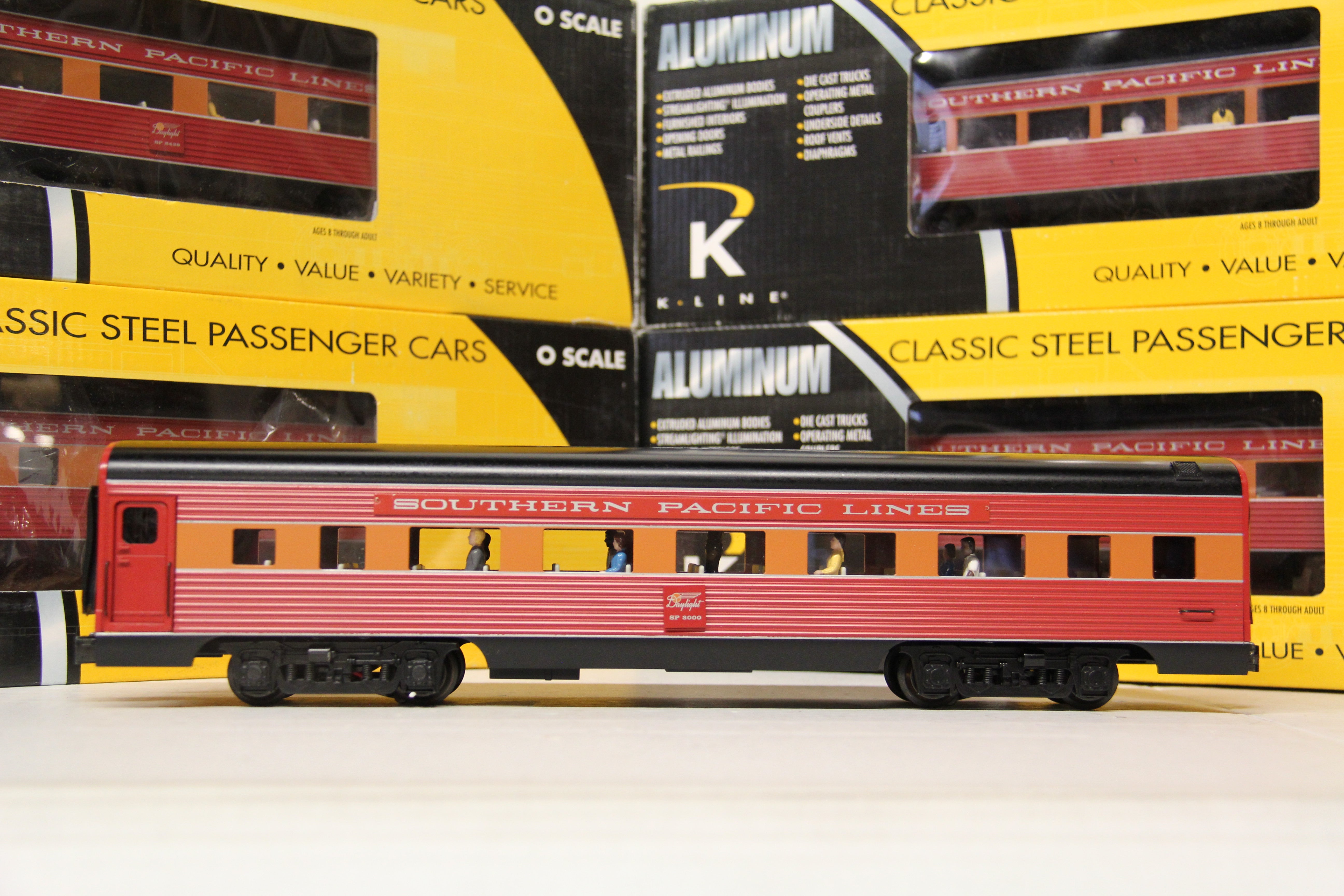 K Line K4688-12952 Southern Pacific "Daylight" 15" Extruded Aluminum Passenger Cars 5 Car Set-Second hand-M6565