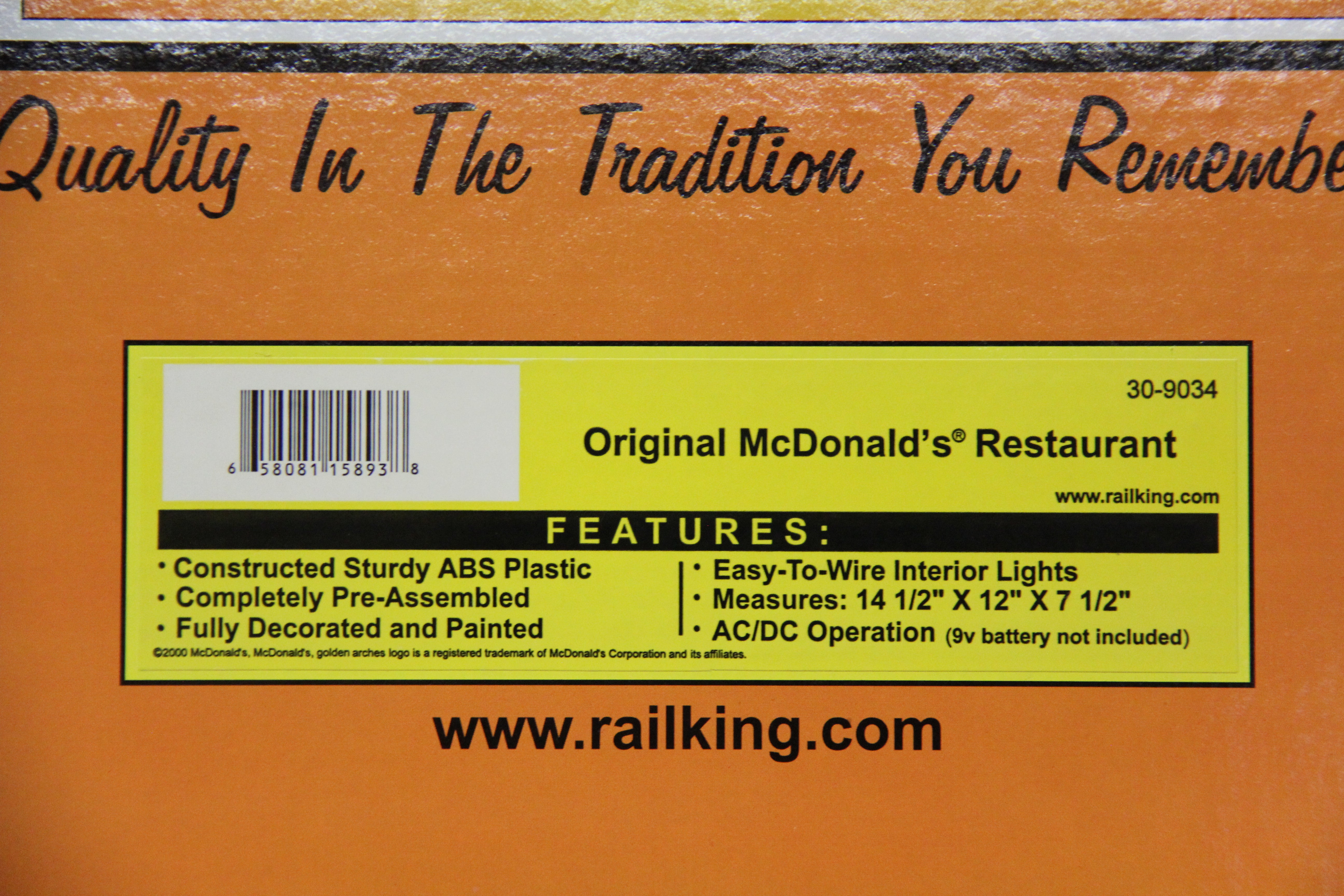 Rail King 30-9034 Original McDonald's Restaurant-Second hand-M6580