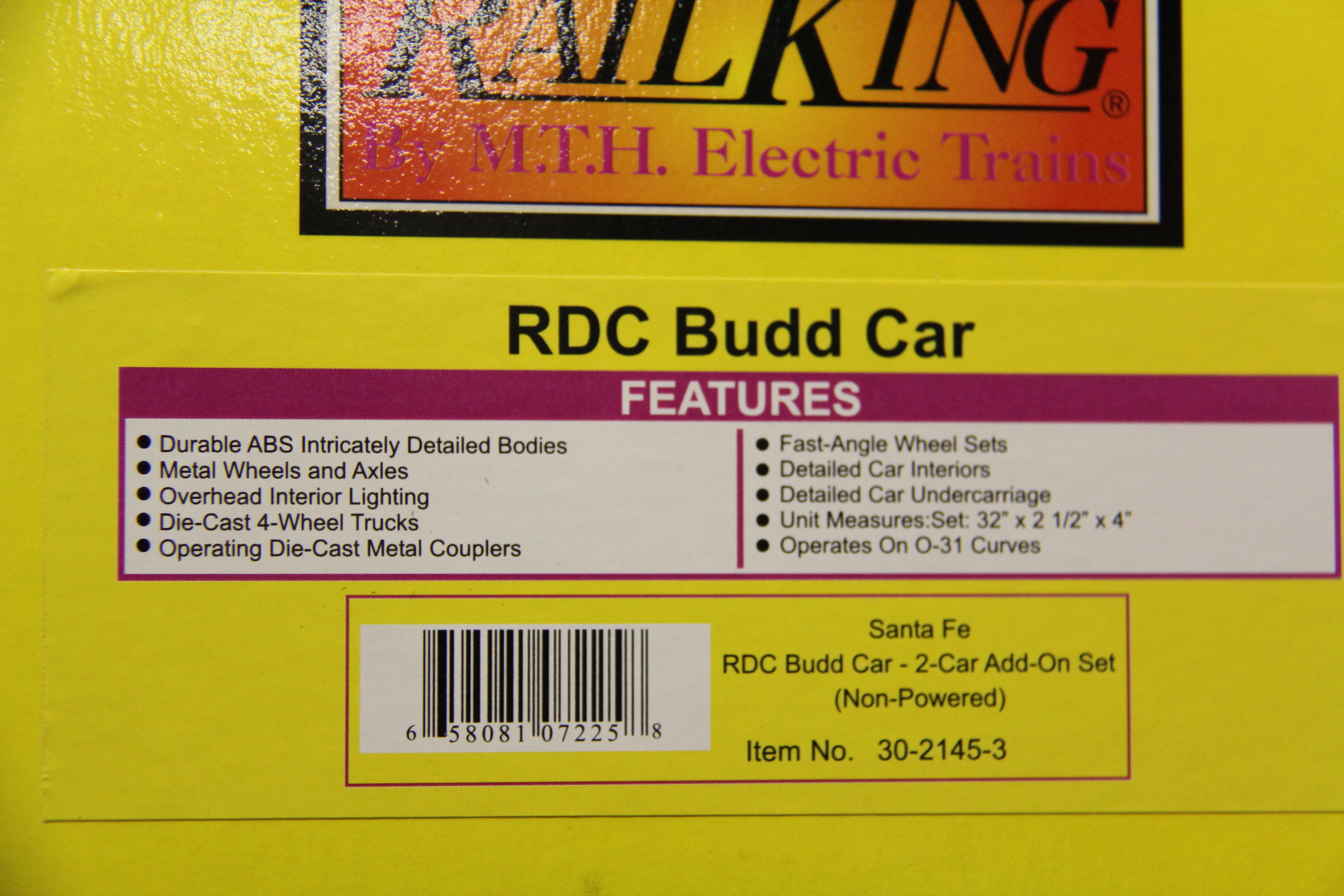 Rail King 30-2145-1 and 30-2145-3 Santa Fe RDC Budd Car 4 Car Set-Second hand-M6582