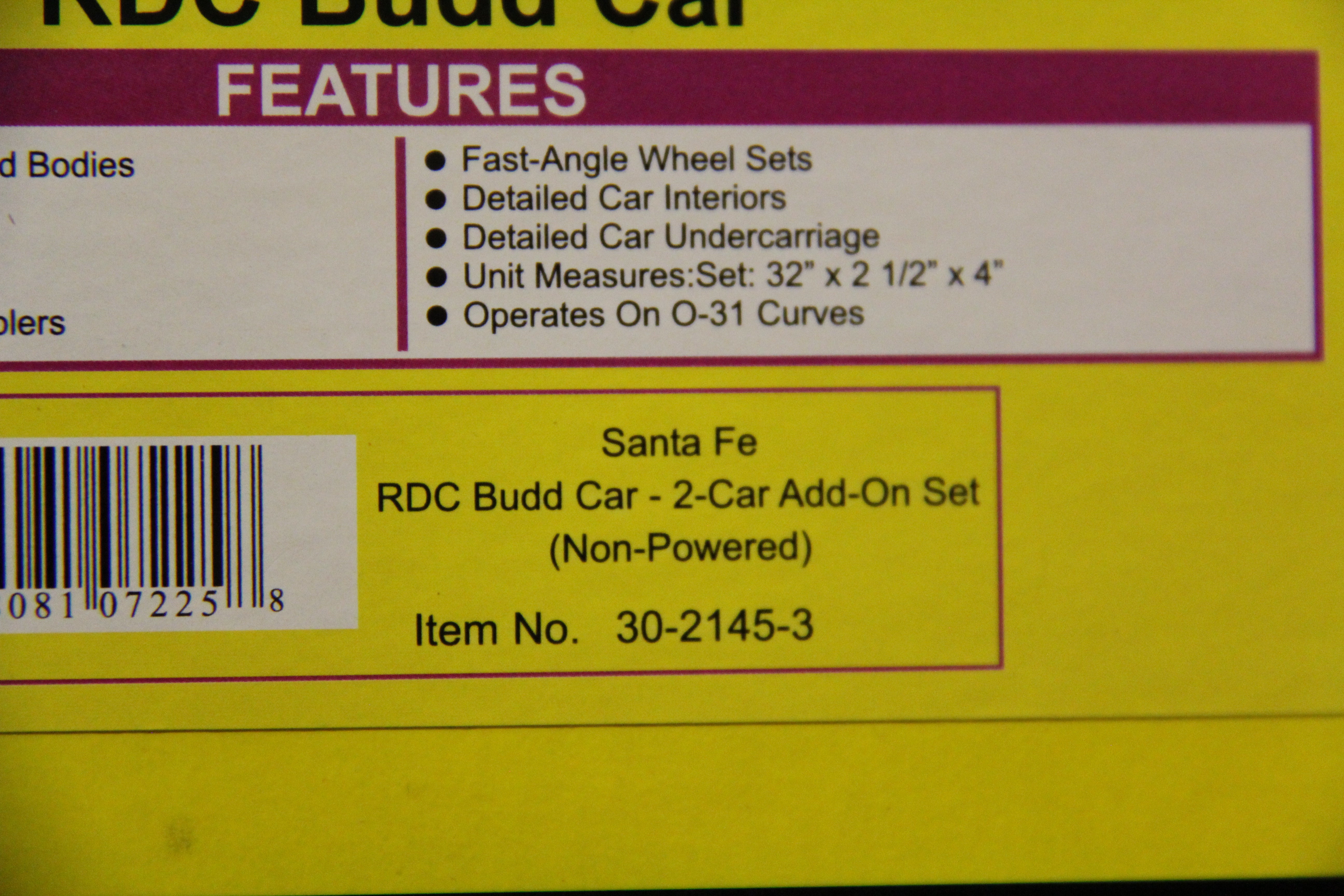 Rail King 30-2145-1 and 30-2145-3 Santa Fe RDC Budd Car 4 Car Set-Second hand-M6582