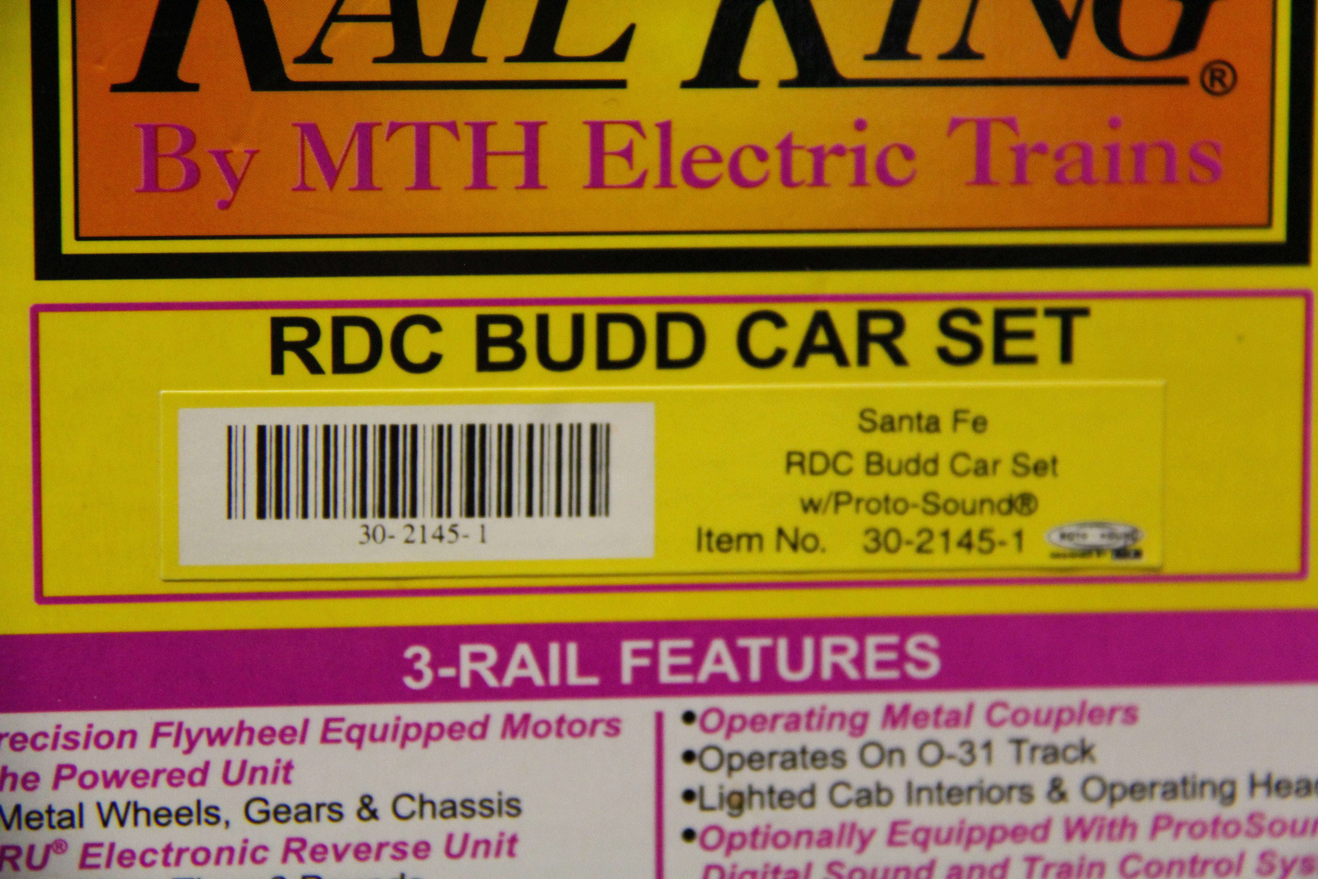 Rail King 30-2145-1 and 30-2145-3 Santa Fe RDC Budd Car 4 Car Set-Second hand-M6582