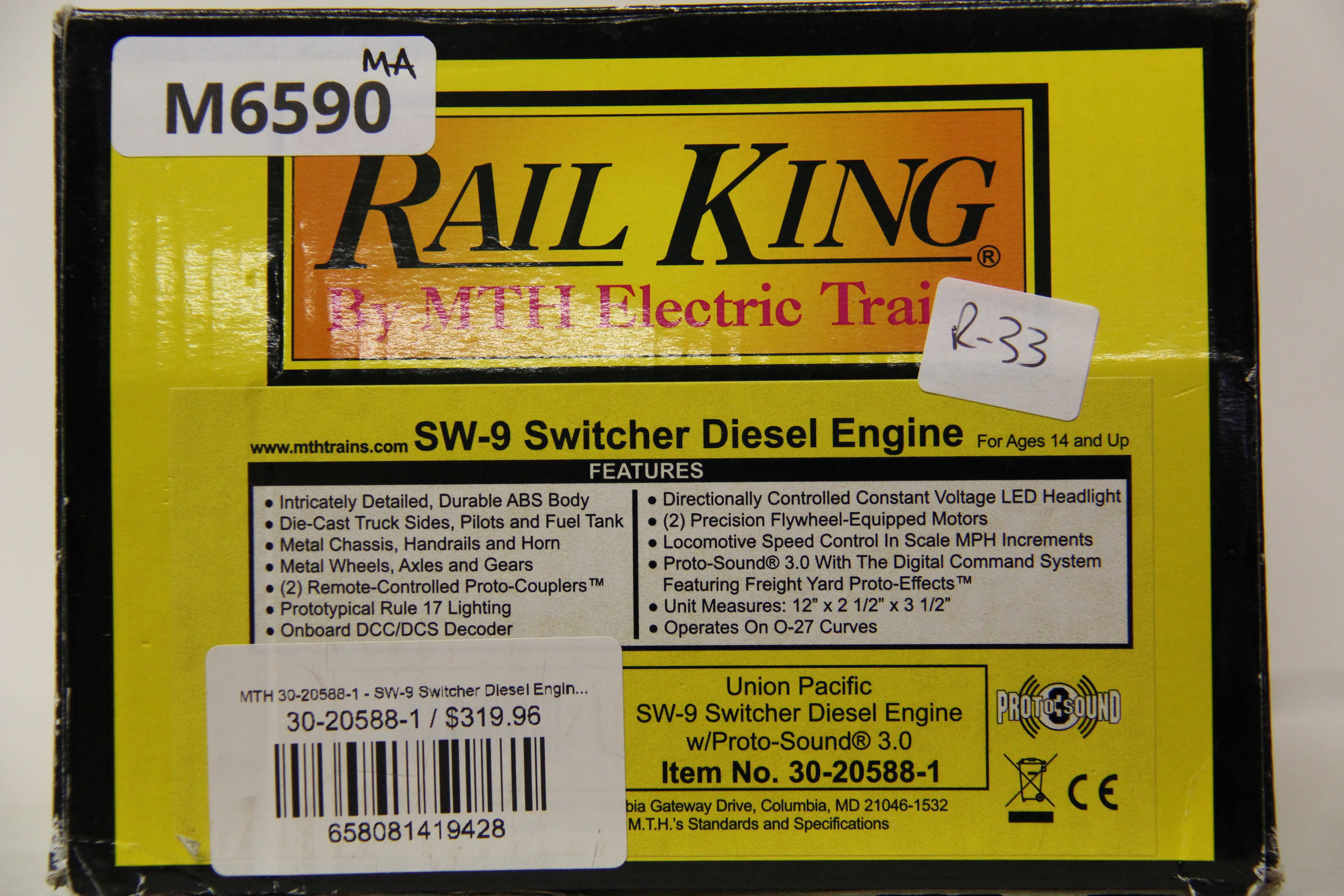 Rail King 30-20588-1 Union Pacific Sw-9 Switcher Diesel Engine-Second hand-M6590