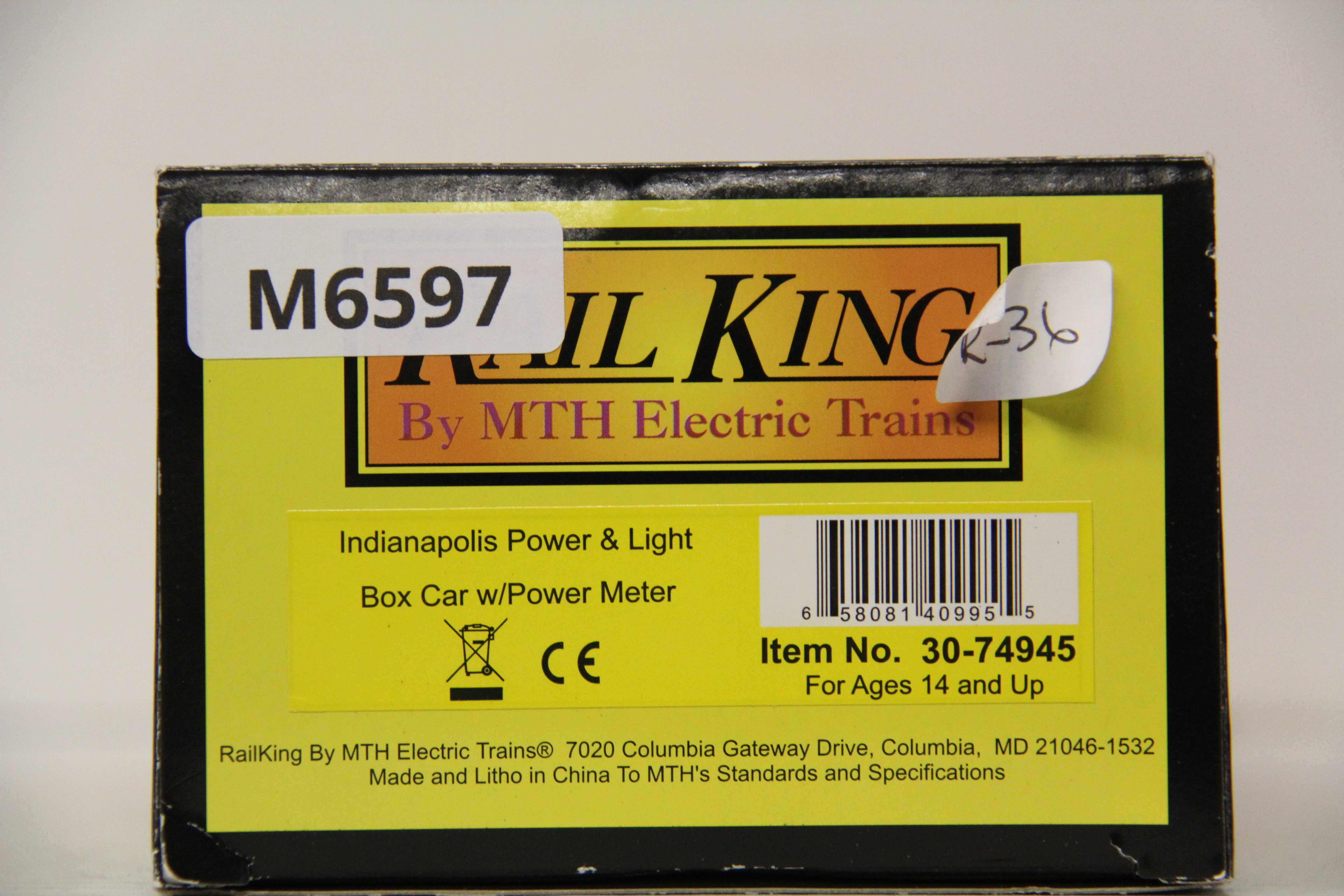 Rail King 30-74945 Indianapolis Power & Light Box Car w/ Power Meter-Second hand-M6597