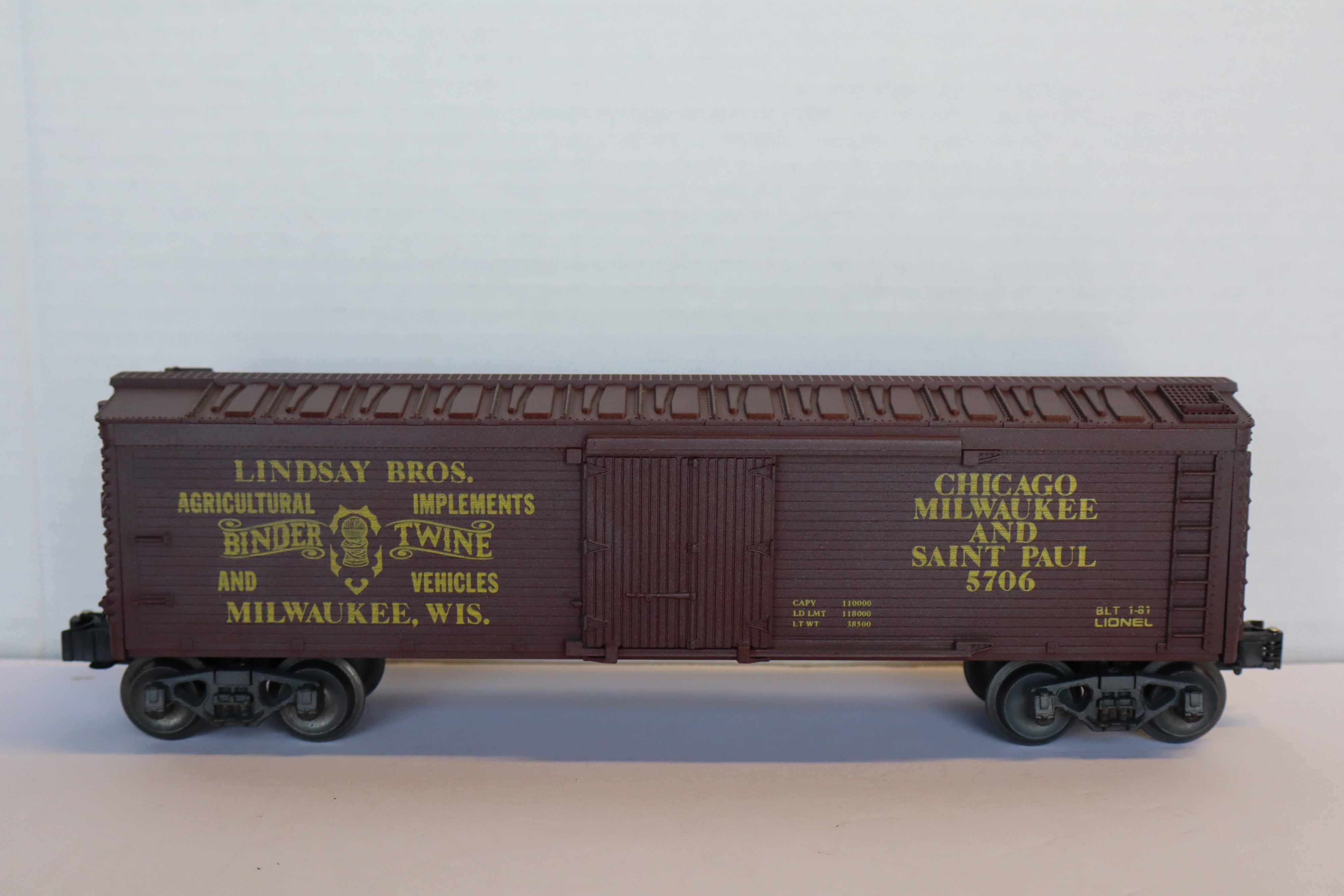 Lionel 6-5706 Lindsey Bros Binder & Twine Reefer-Second hand-M8053