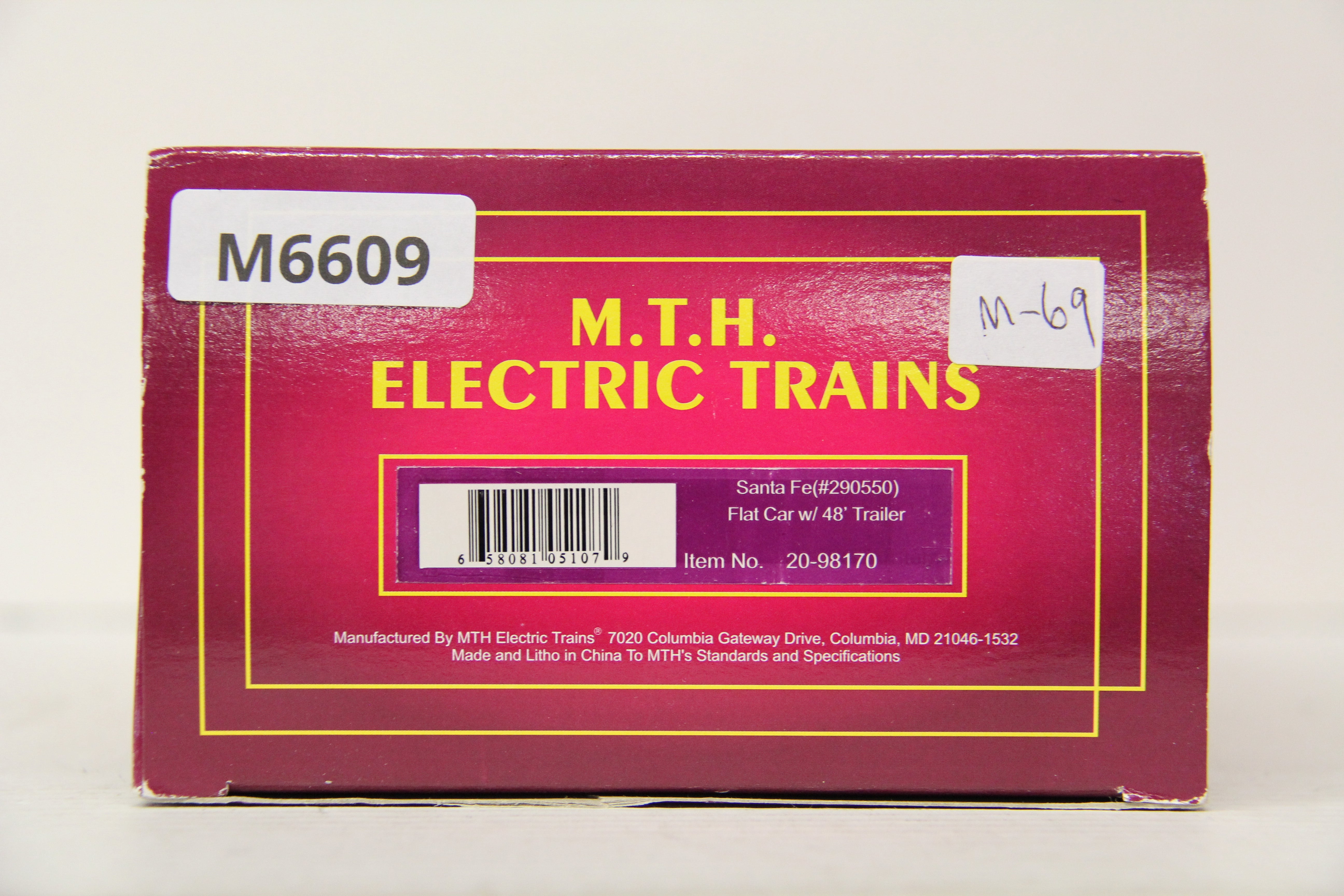 MTH 20-98170 Santa Fe Flat Car w/ 48' Trailer-Second hand-M6609