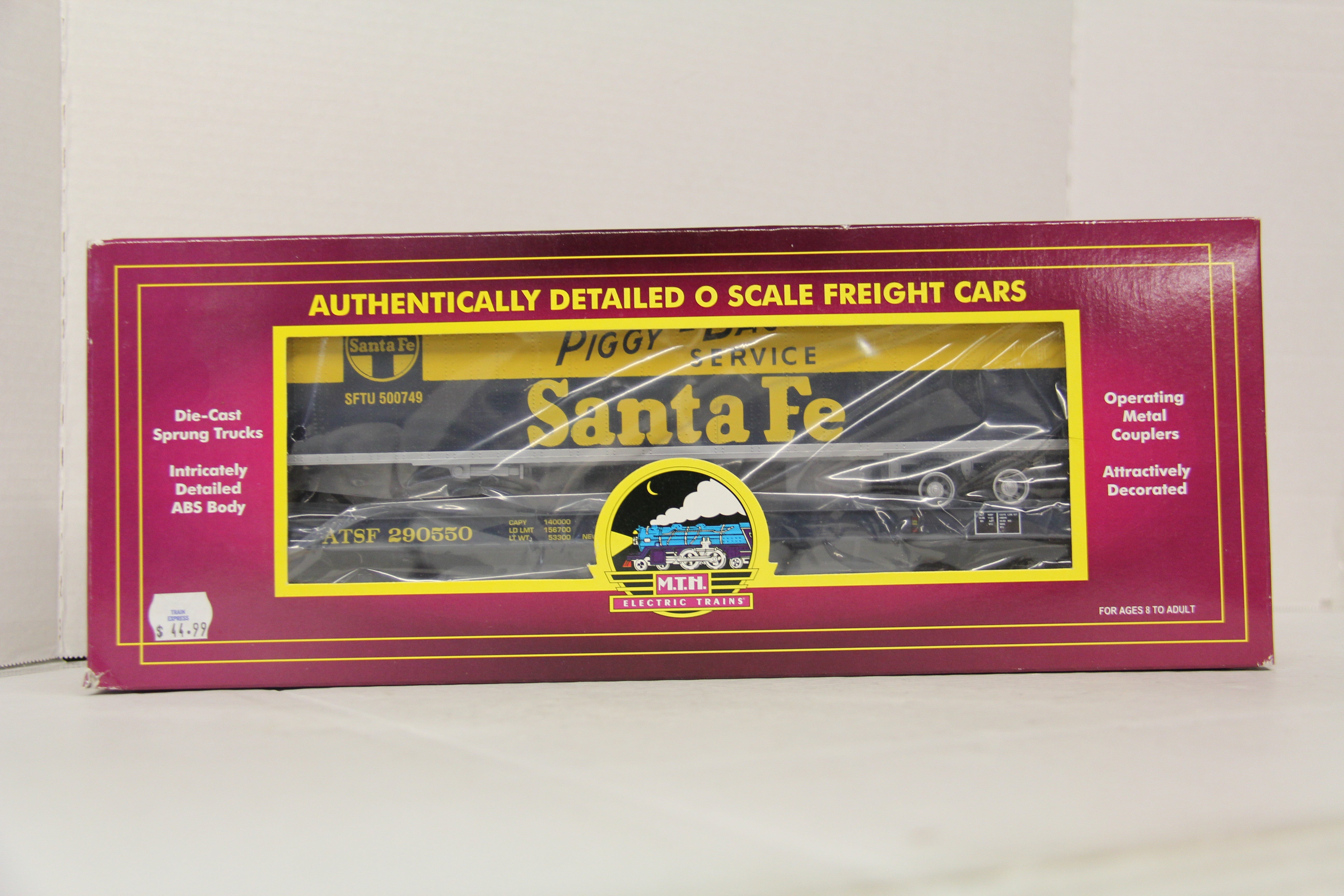 MTH 20-98170 Santa Fe Flat Car w/ 48' Trailer-Second hand-M6609