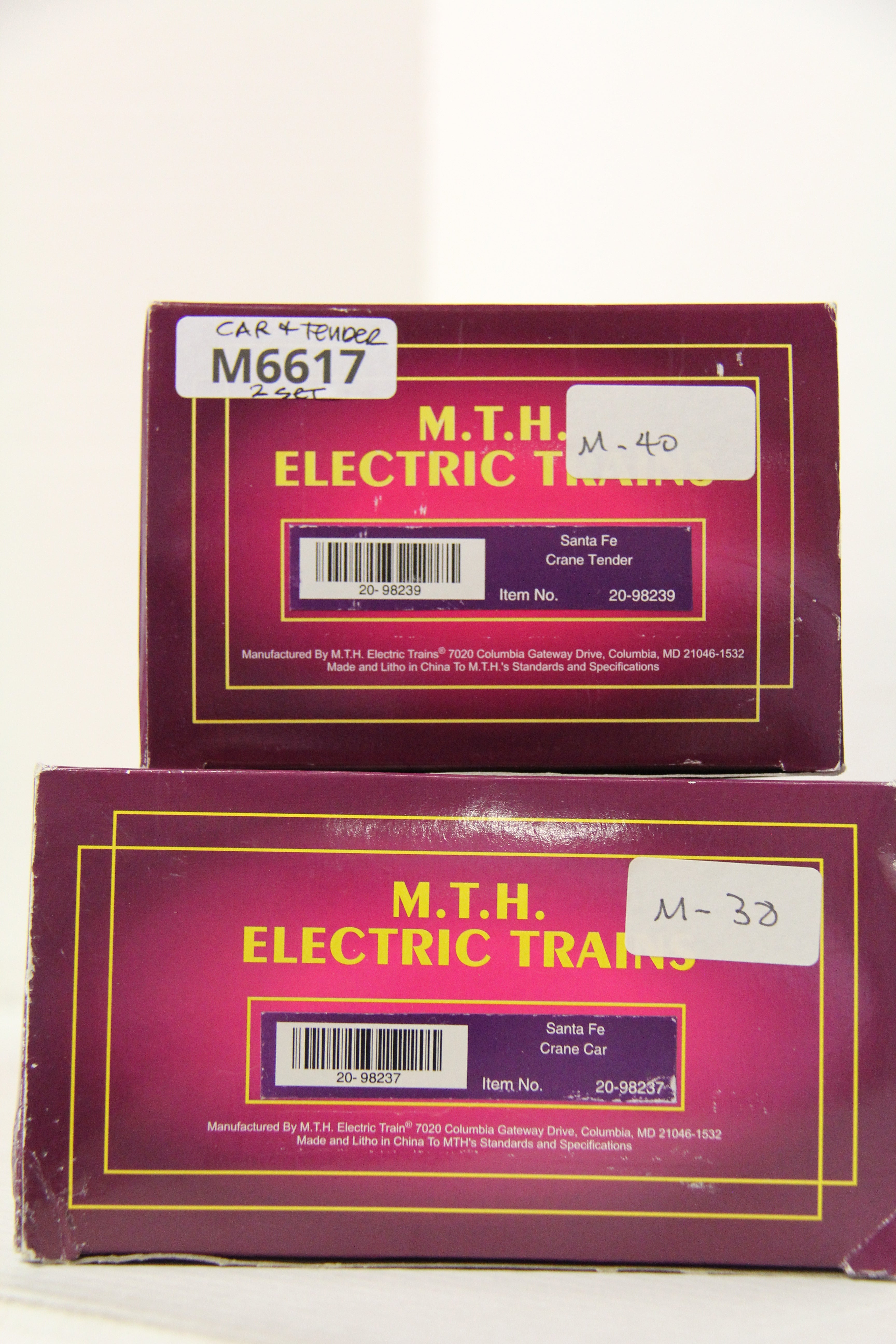 MTH 20-98239 & MTH 20-98237 Santa Fe Crane Car & Tender-Second hand-M6617