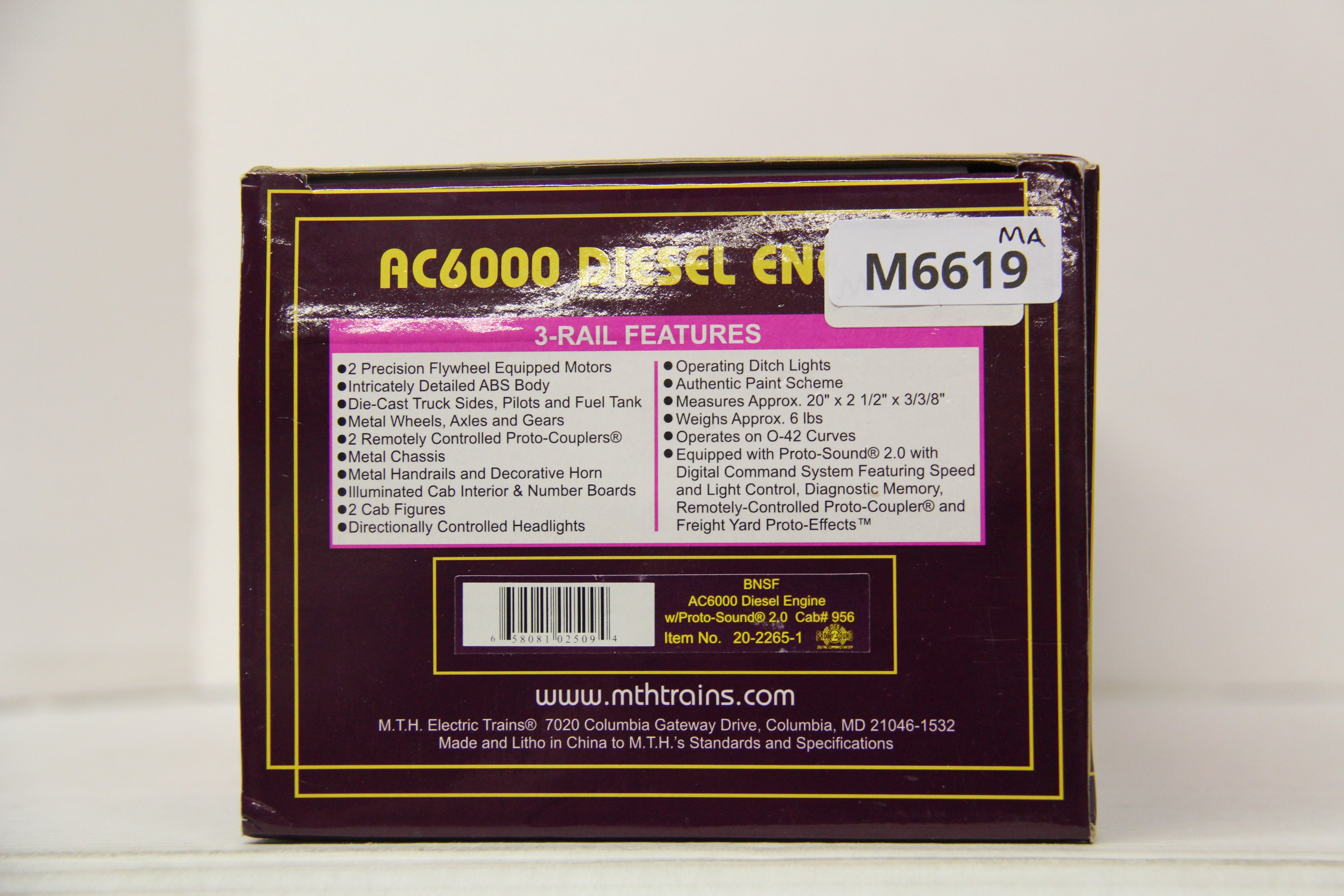 MTH 20-2265-1 BNSF AC6000 Diesel Engine #956-Second hand-M6619