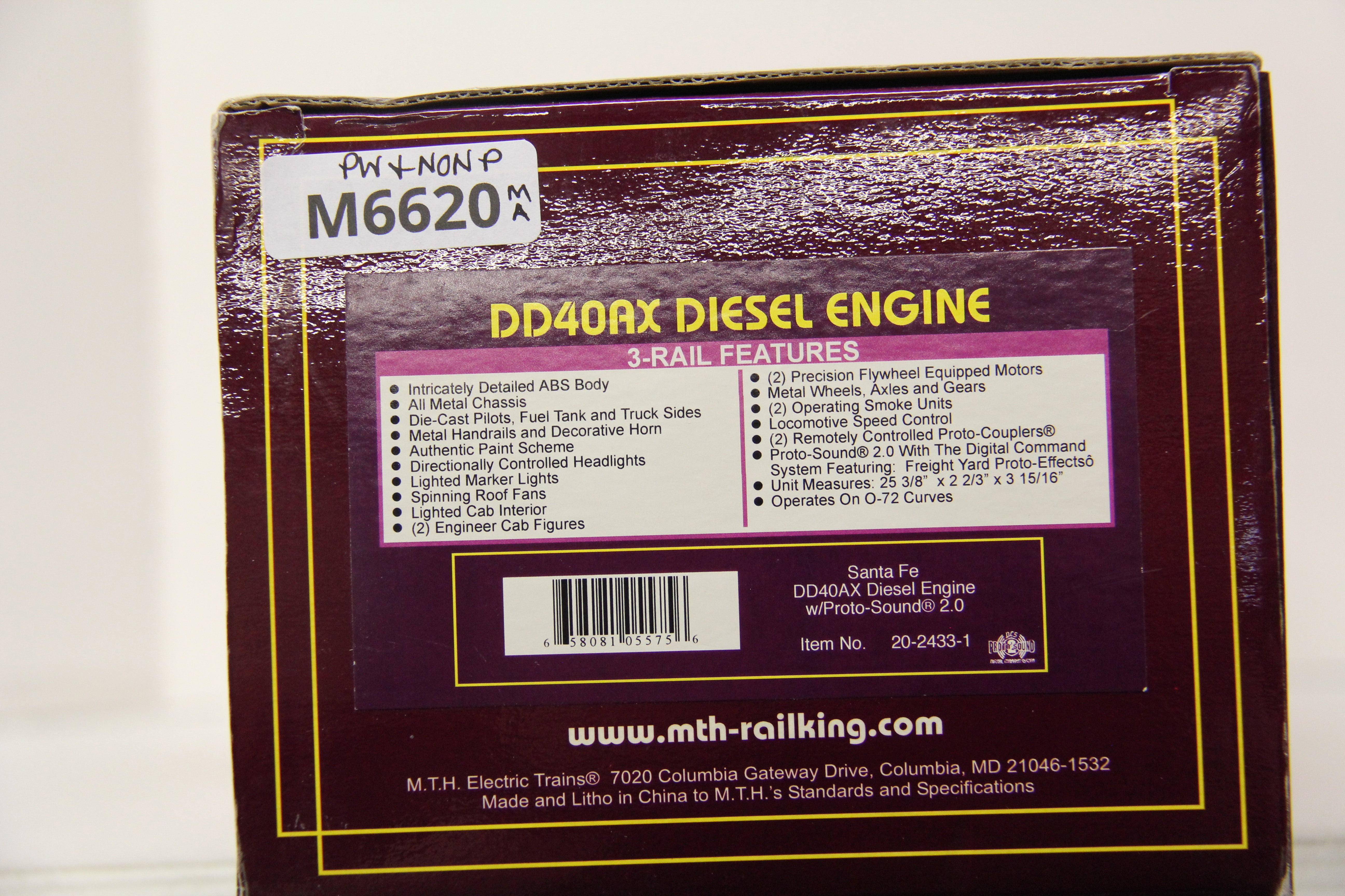 MTH 20-2433-1 & 20-2433-3 Santa Fe DD40AX Diesel Engine and Non Powered Set-Second hand-M6620
