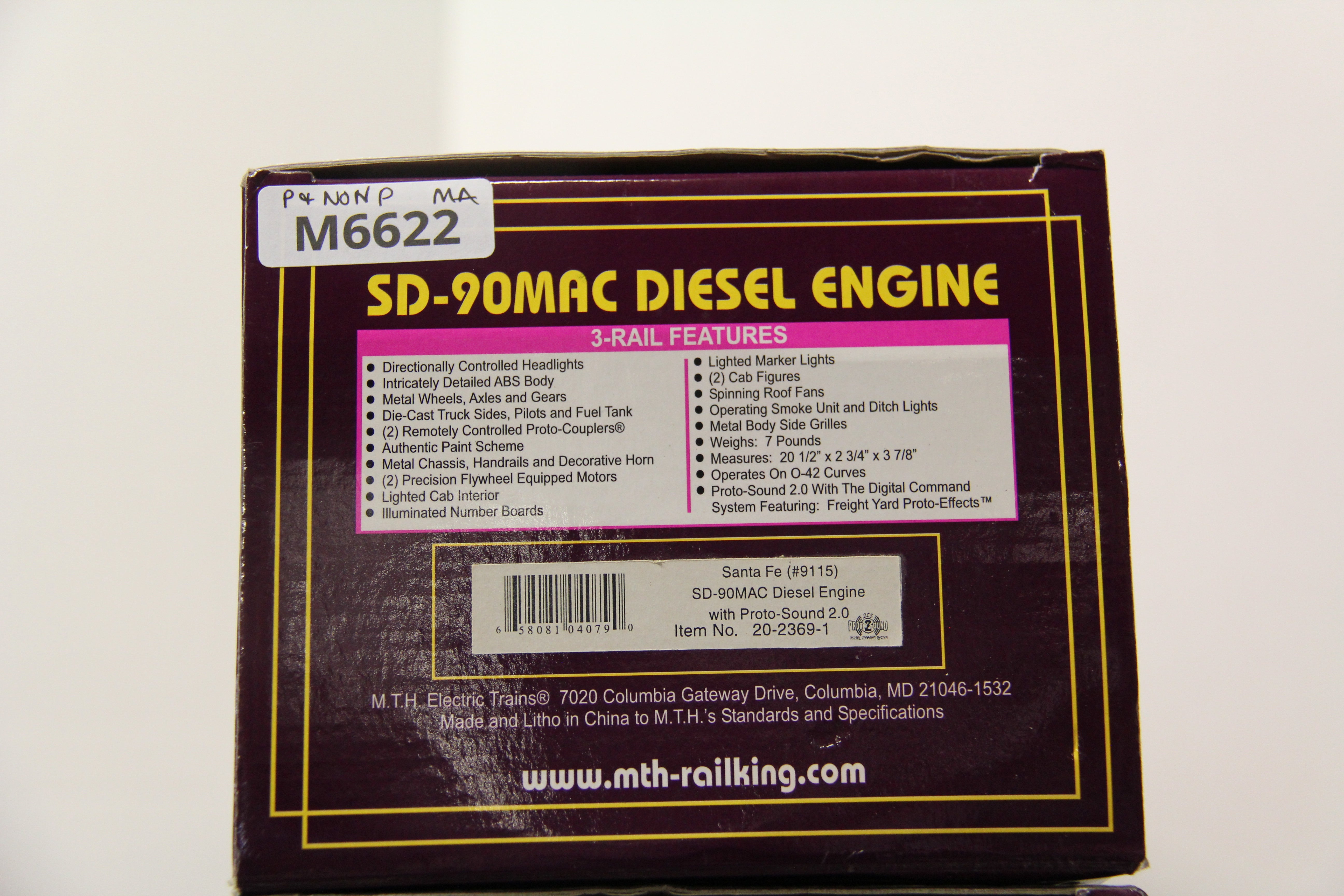 MTH 20-2369-1 & 20-2369-3 Santa Fe SD-90MAC Diesel Engine and Non Powered Set-Second hand-M6622