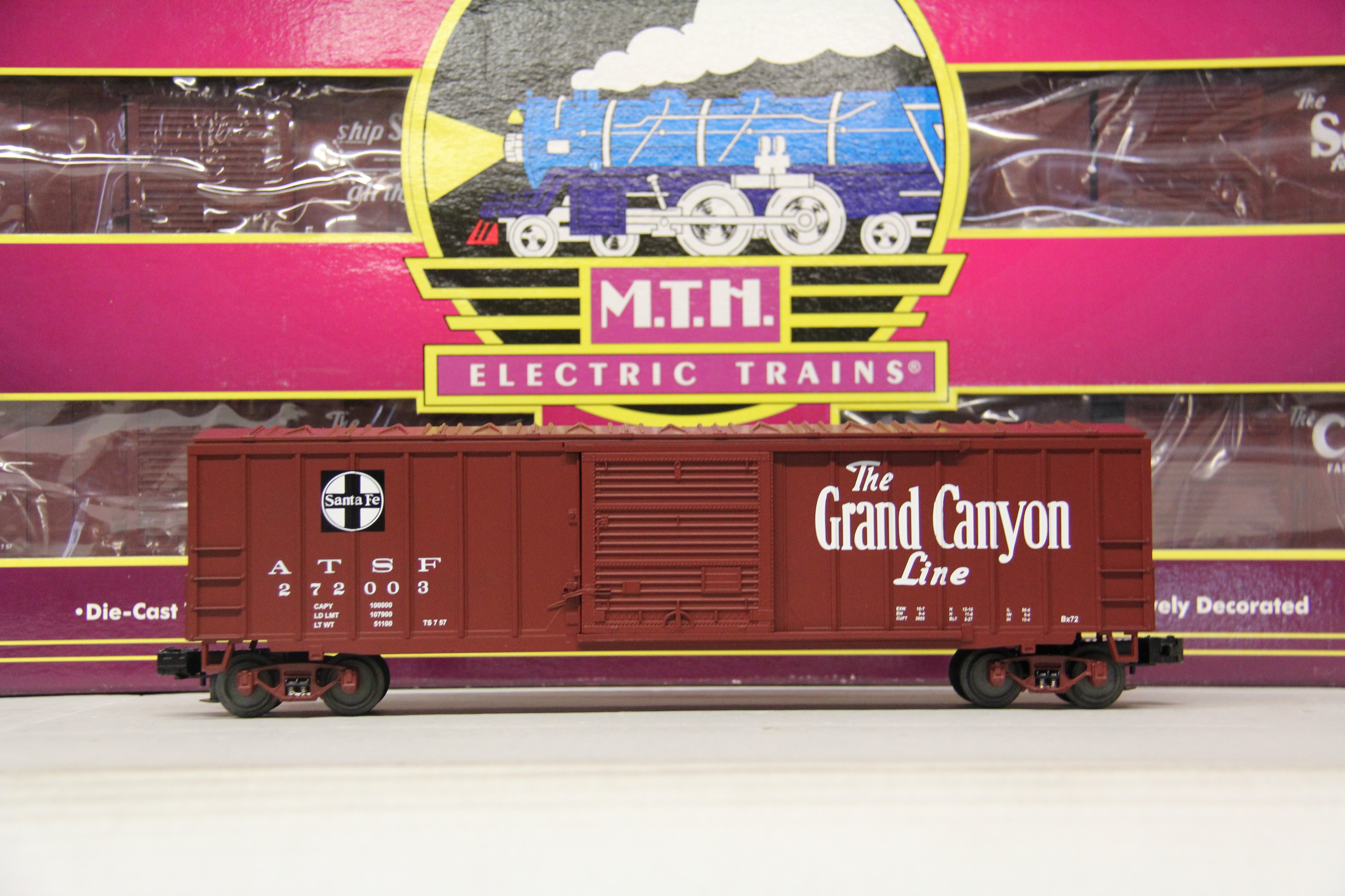MTH 20-90055 Santa Fe 50' Single Door Box Car 6 Car Set-Second hand-M6623