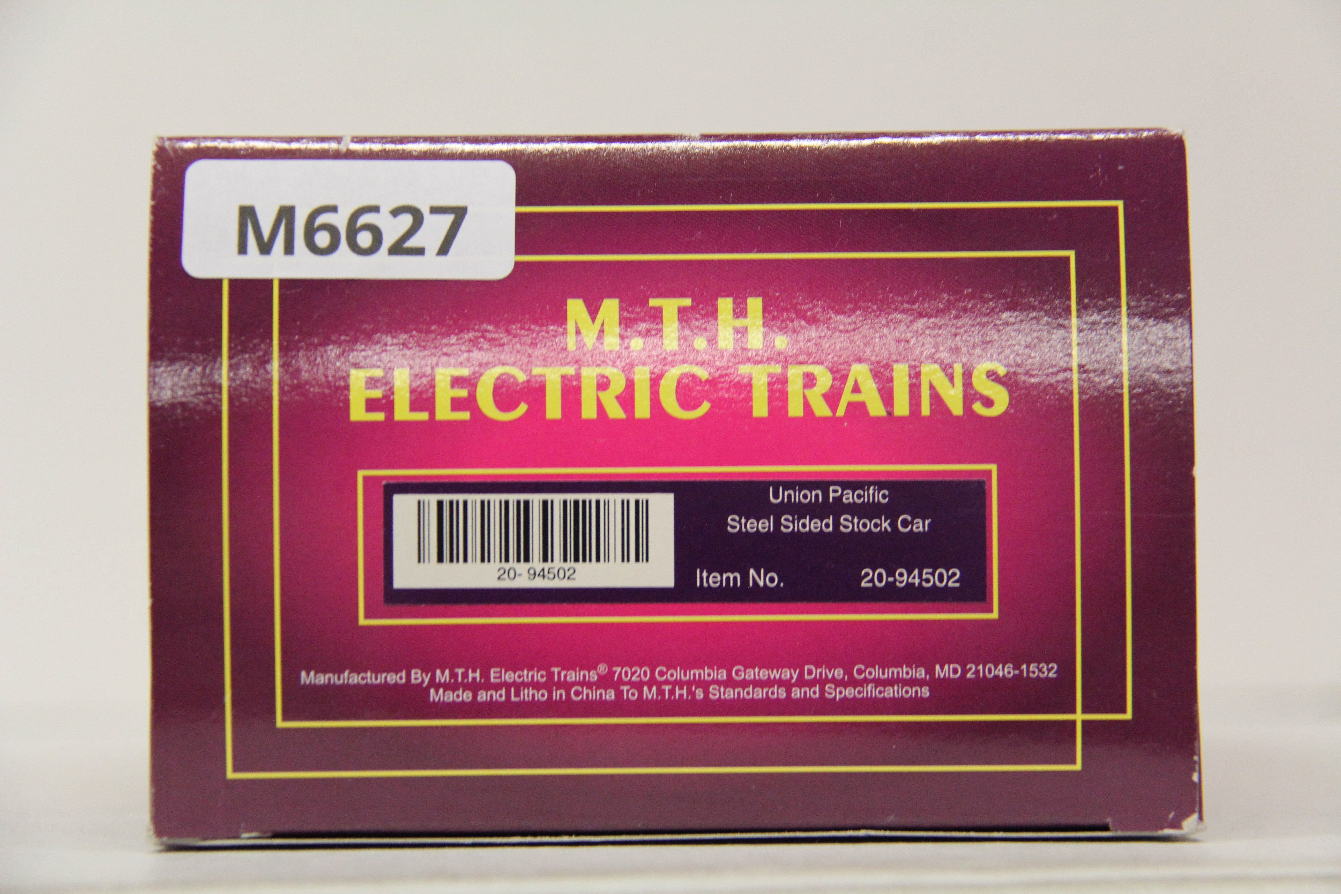 MTH 20-94502 Union Pacific Steel Sided Stock Car-Second hand-M6627
