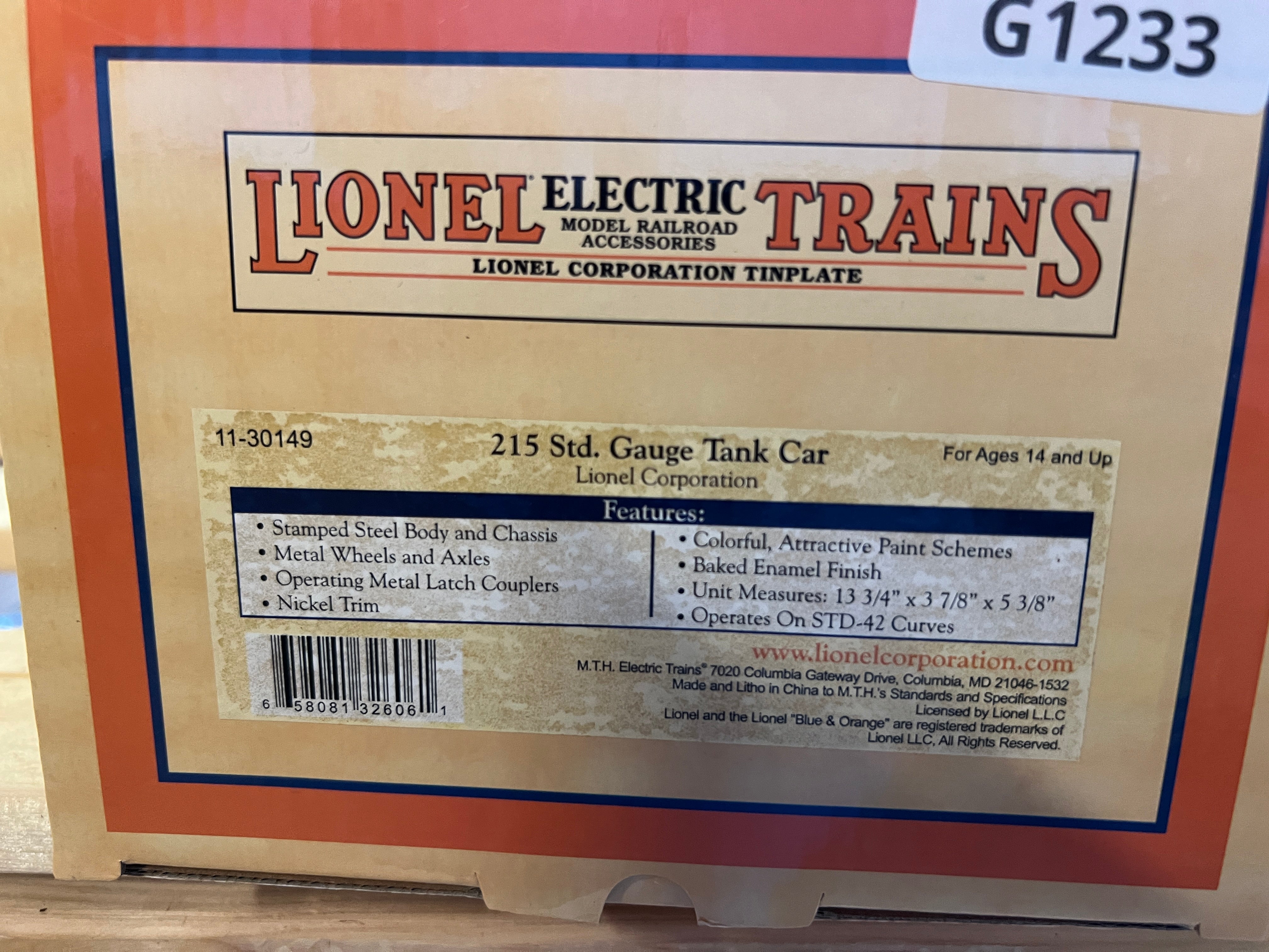 Lionel Tin Plate 11-30149 Tank Car "Lionel Lines" Second-hand-G1233