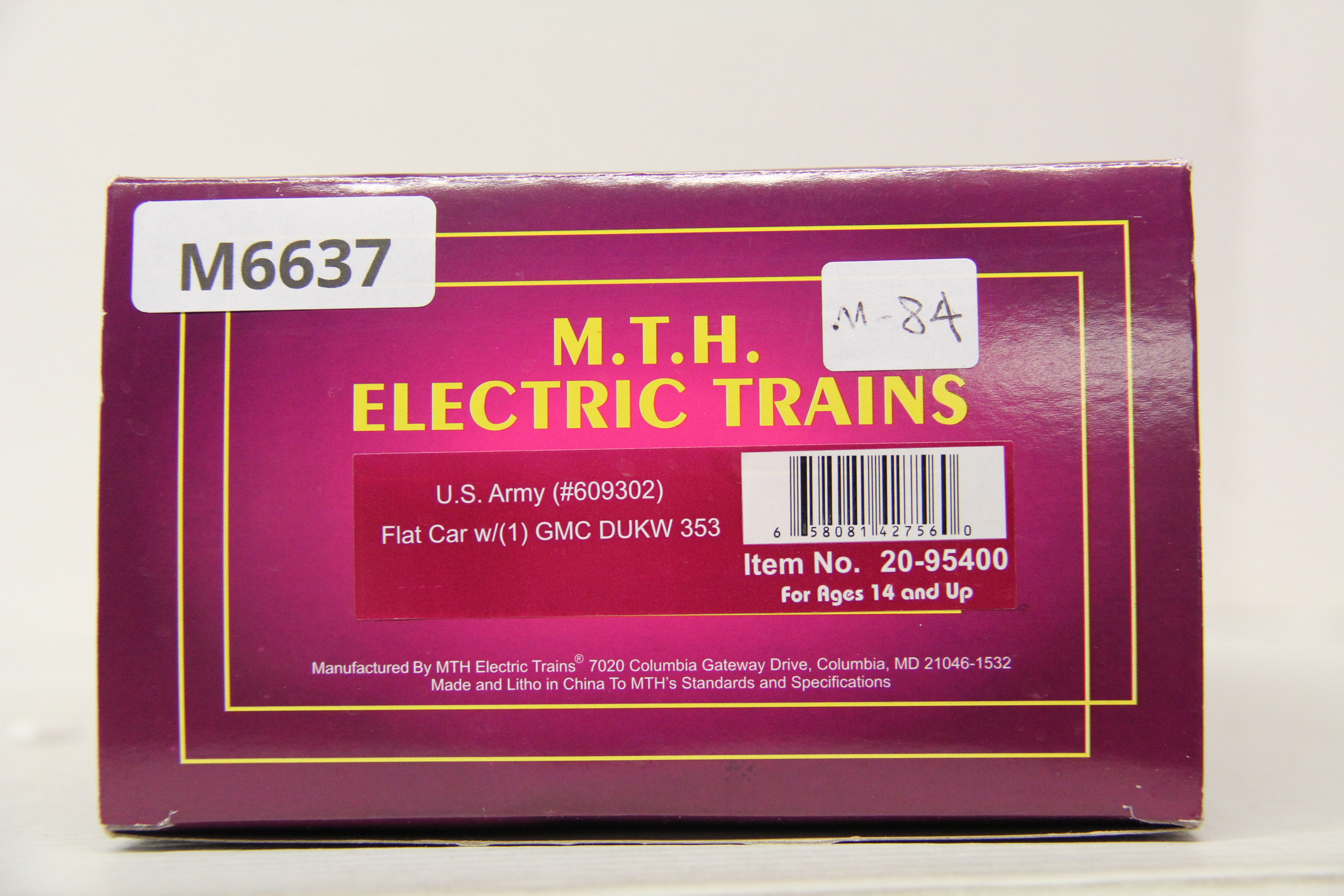 MTH 20-95400 US Army Flat Car w/ 1 GMC DUKW 353-Second hand-M6637