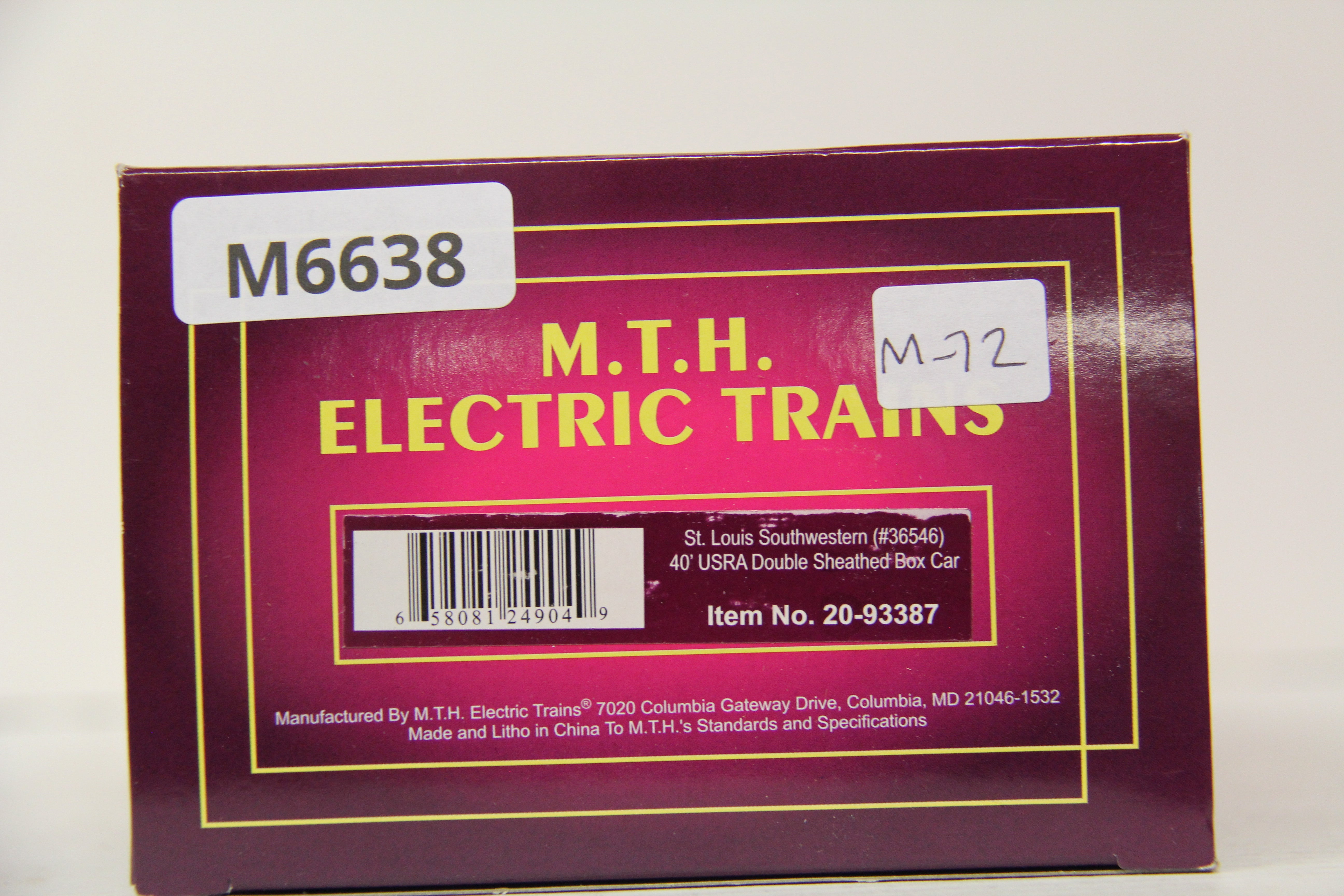 MTH 20-93387 St. Louis Southwestern 40' USRA Double Sheathed Box Car-Second hand-M6638