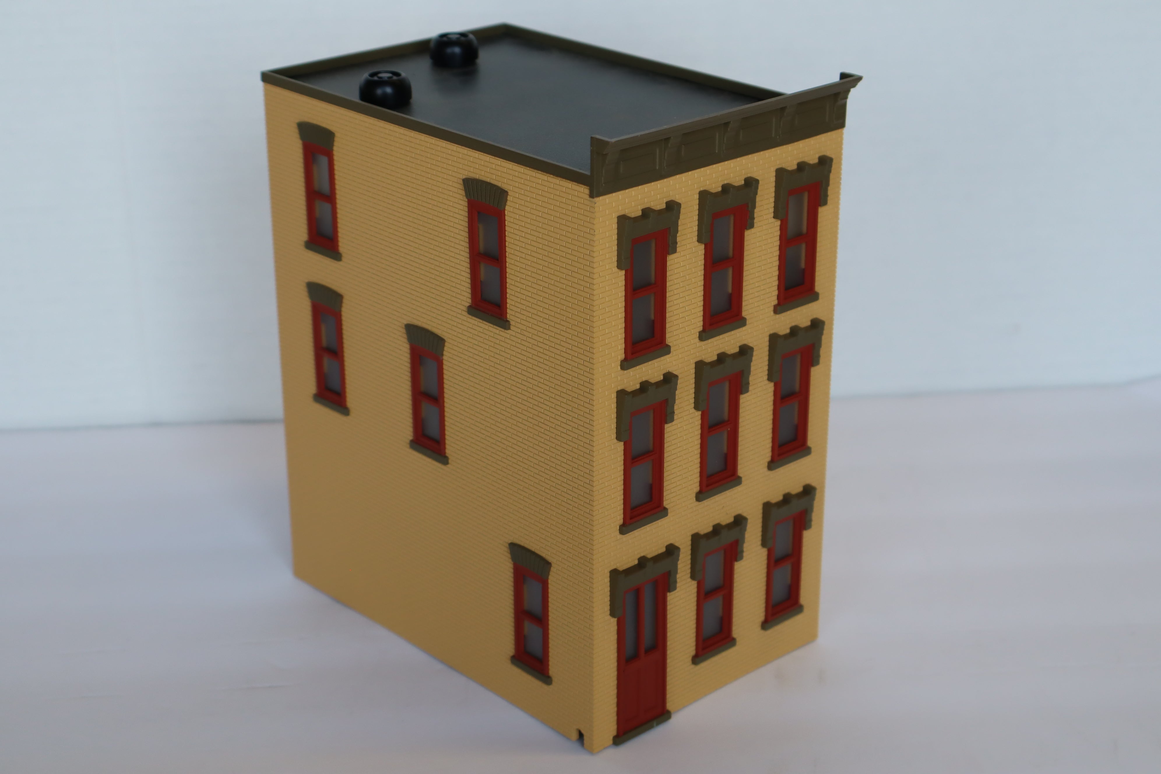 Rail King 30-90377 Dusty Yellow Brick 3-Story Town House #3-Second hand-M8102