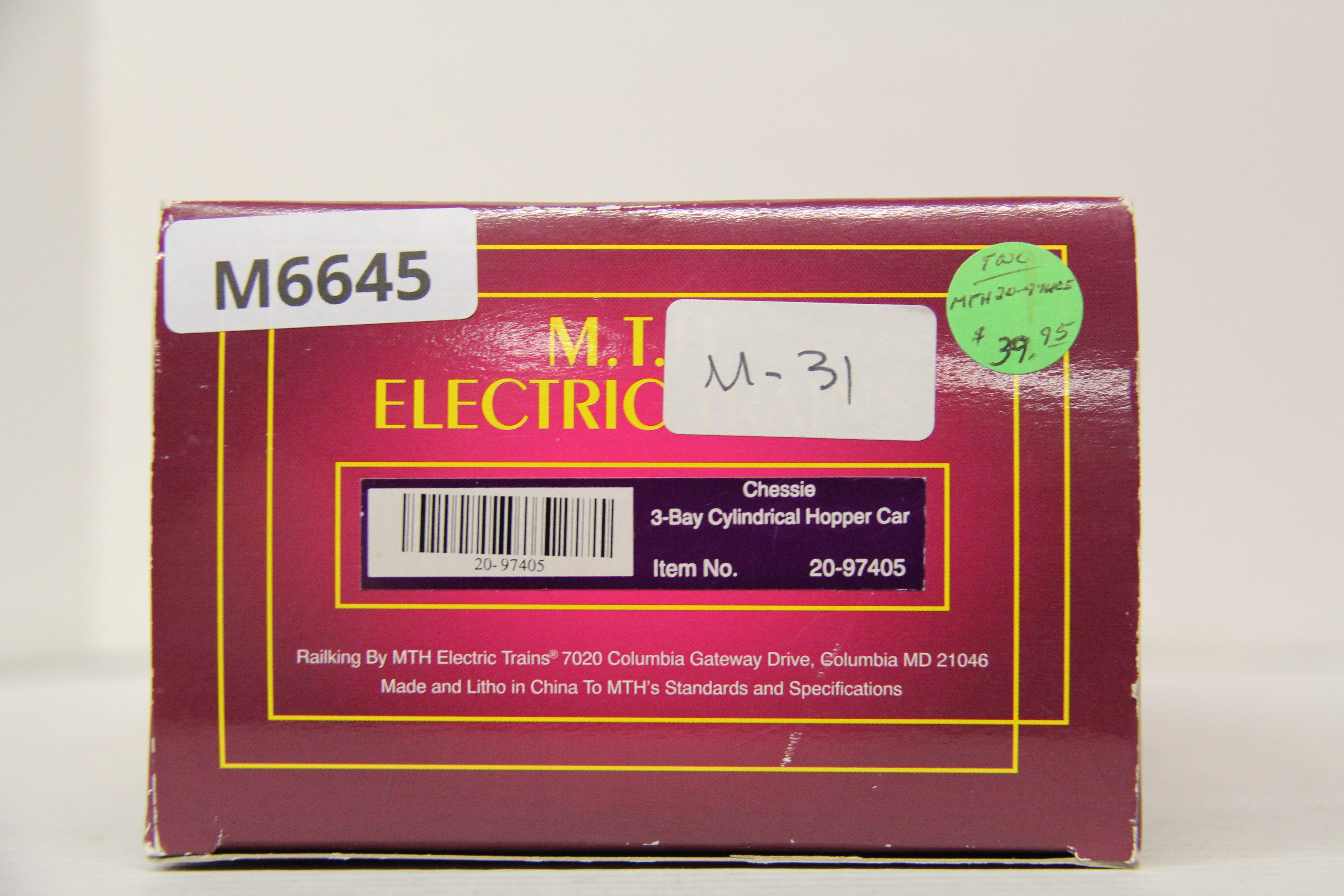 MTH 20-97405 Chessie 3 Bay Cylindrical Hopper Car-Second hand-M6645