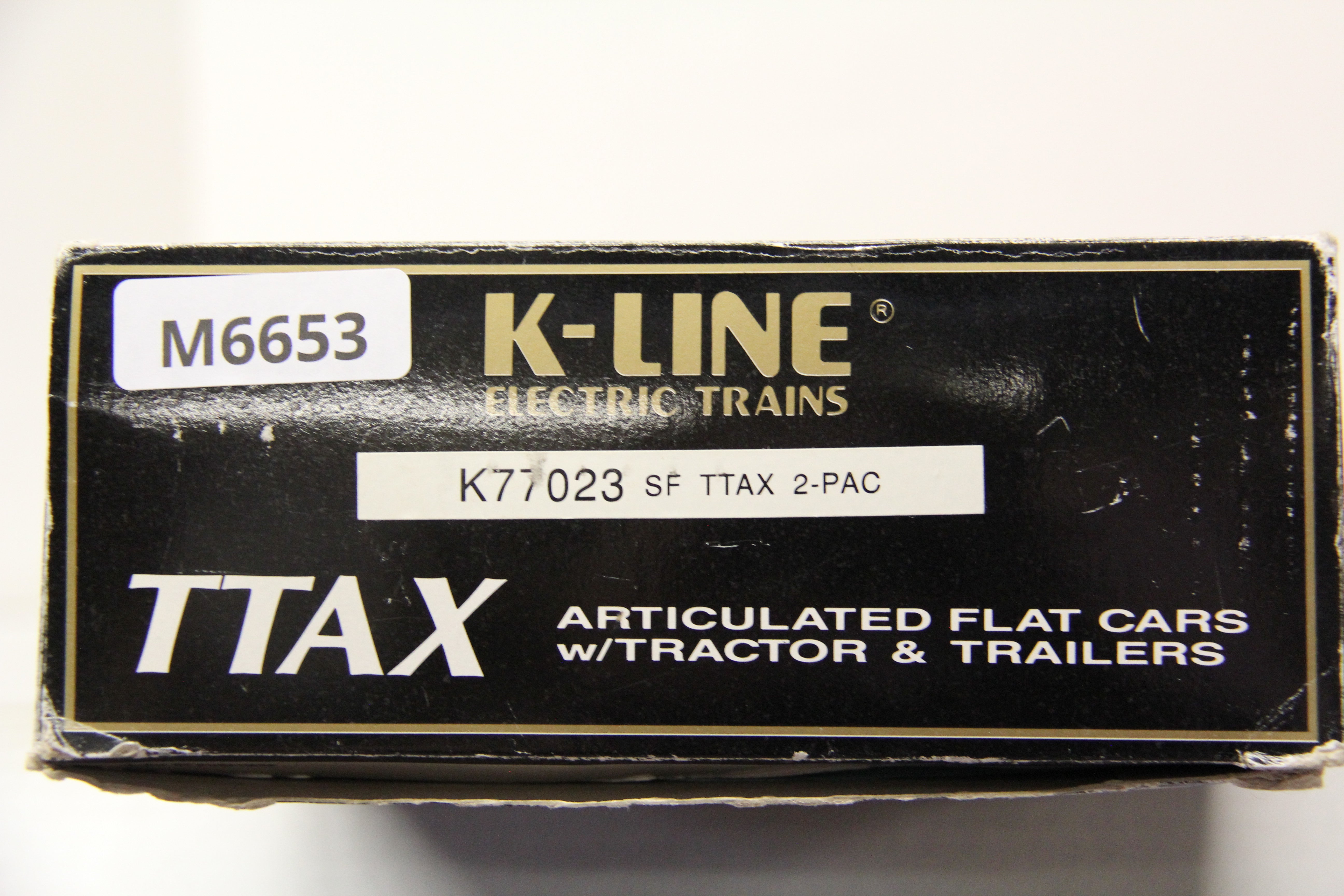 K Line K77023 Santa Fe TTAX Articulated Flat Cars w/ Tractor & Trailers 2-PAC-Second hand-M6653