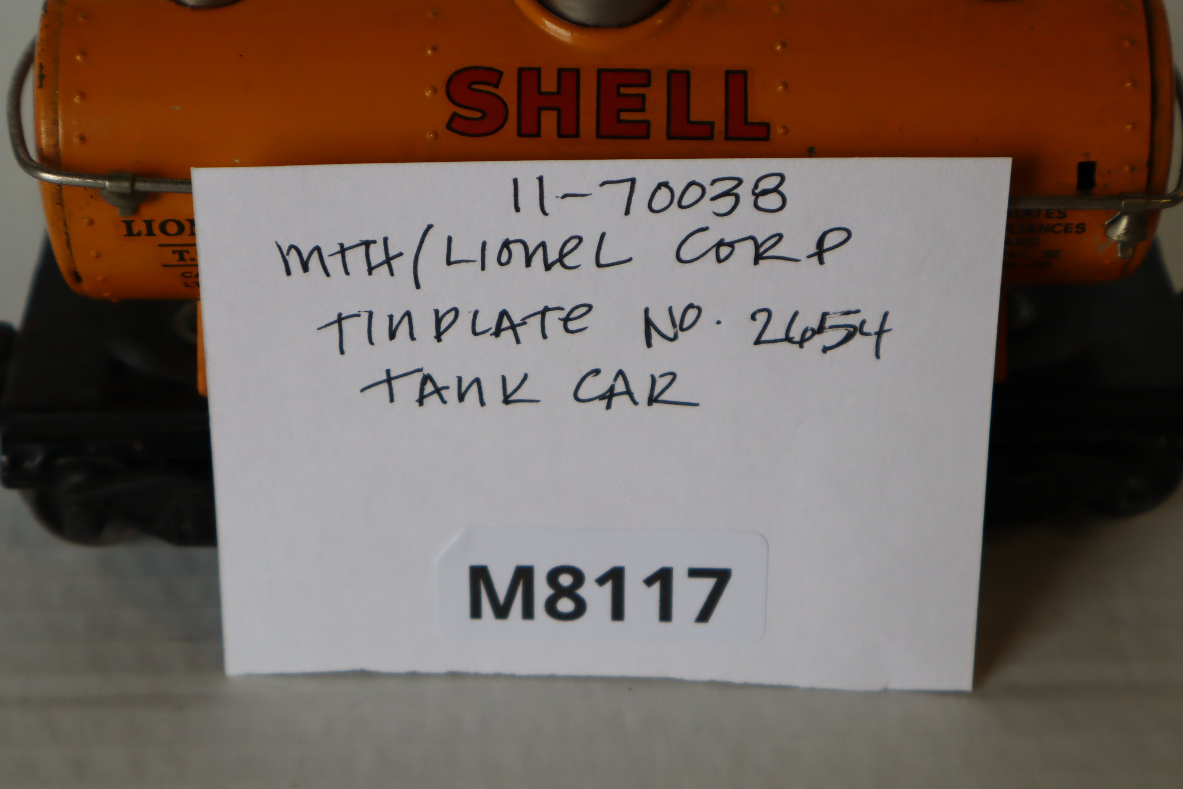 MTH 11-70038 Shell O Gauge Lionel Corporation Tinplate No. 2654 O Gauge Tank Car-Second hand-M8117