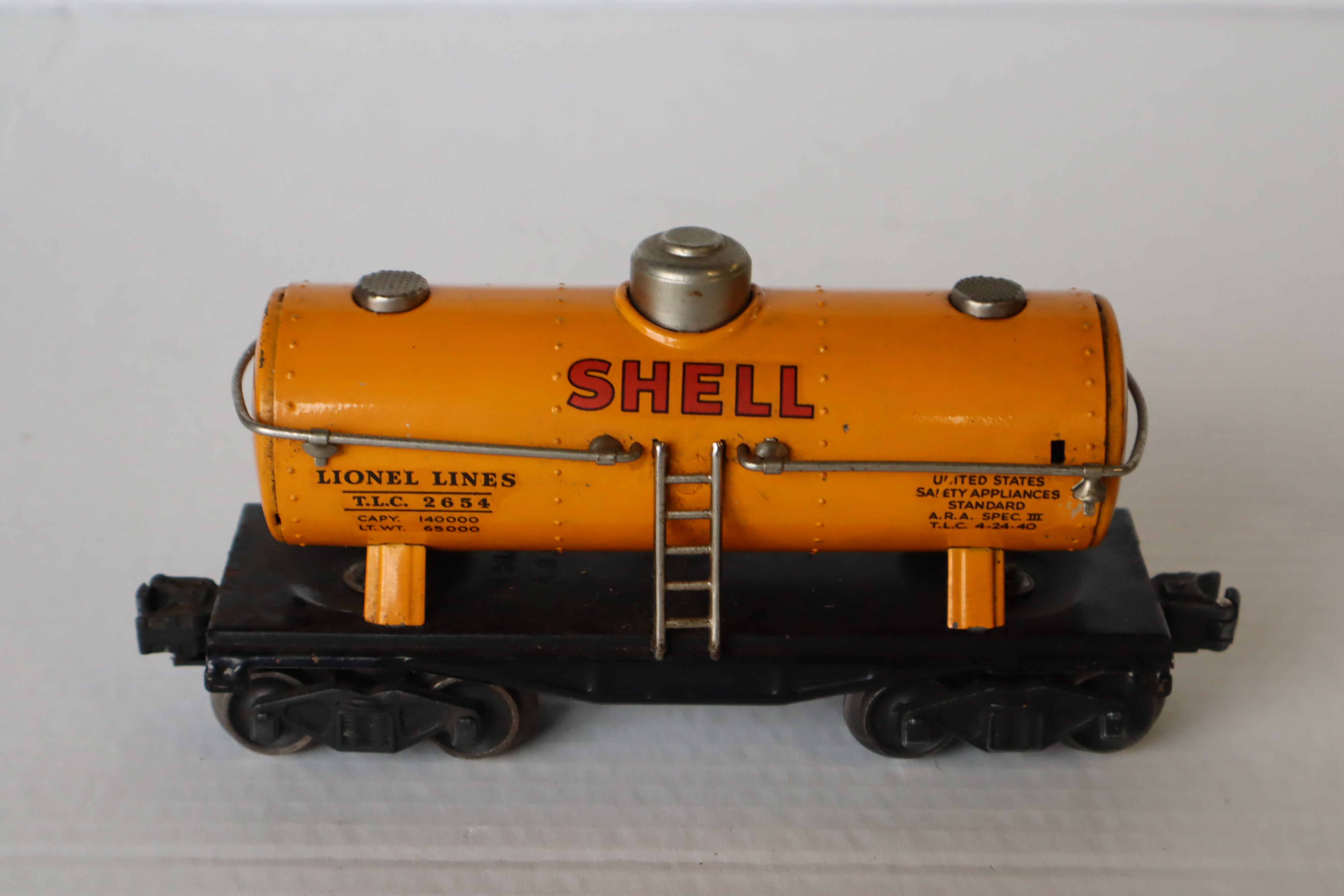 MTH 11-70038 Shell O Gauge Lionel Corporation Tinplate No. 2654 O Gauge Tank Car-Second hand-M8117