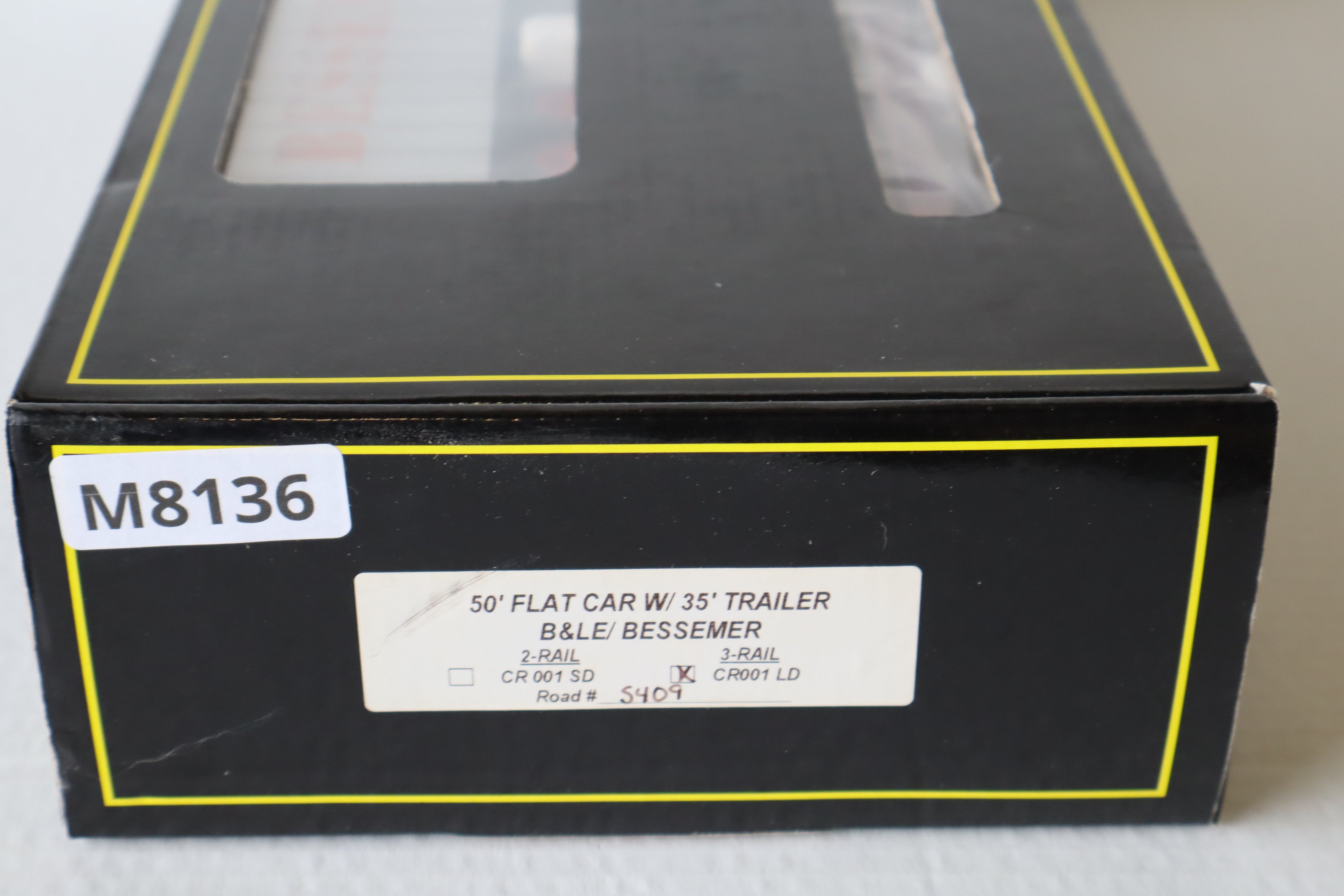 Weaver CR001 LD B & LE/ Bessemer 50' Flat Car w/  35' Trailers #5409-Second hand-M8136