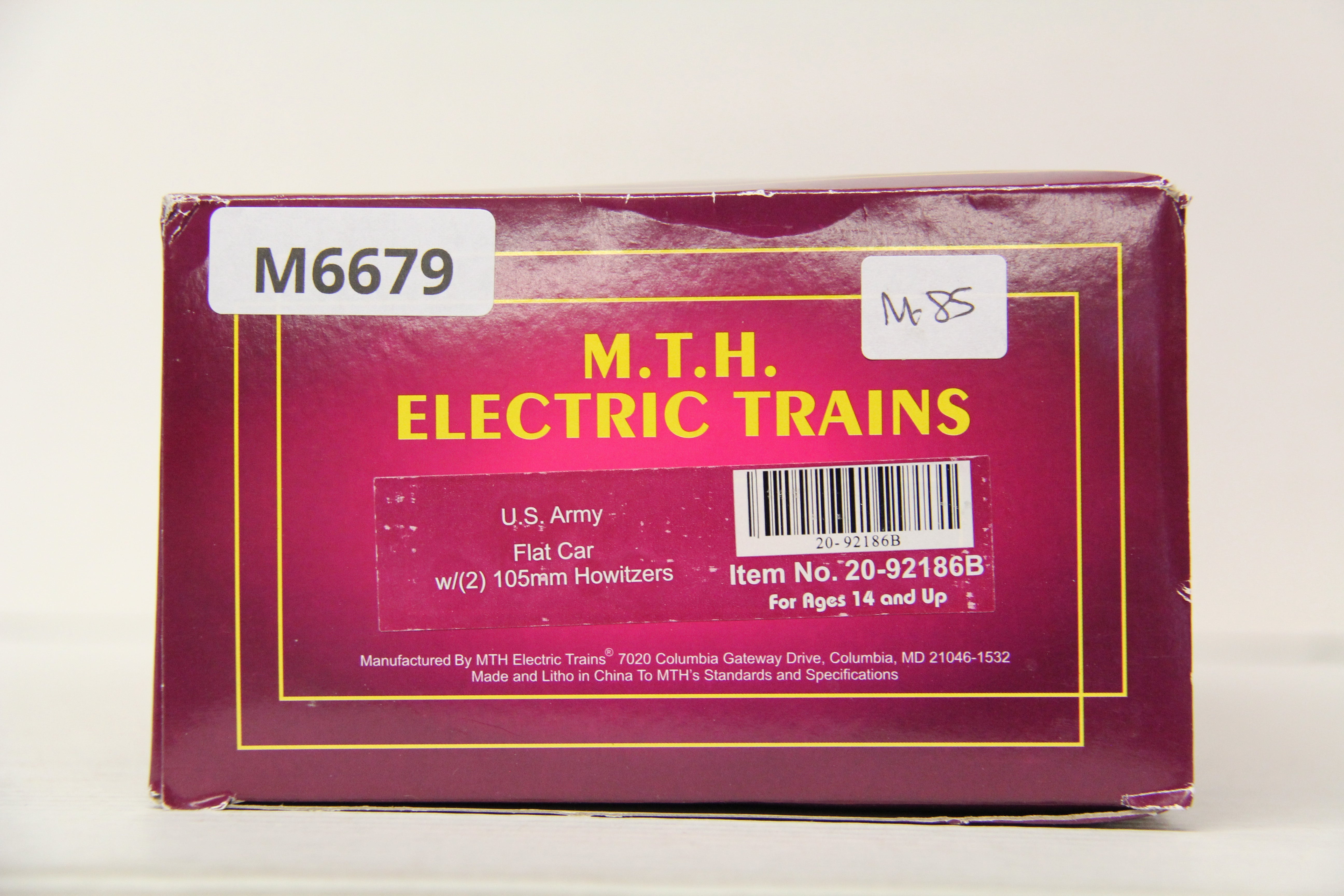 MTH 20-92186B US Army Flat Car w/ (2) 105mm Howitzers-Second hand-M6679