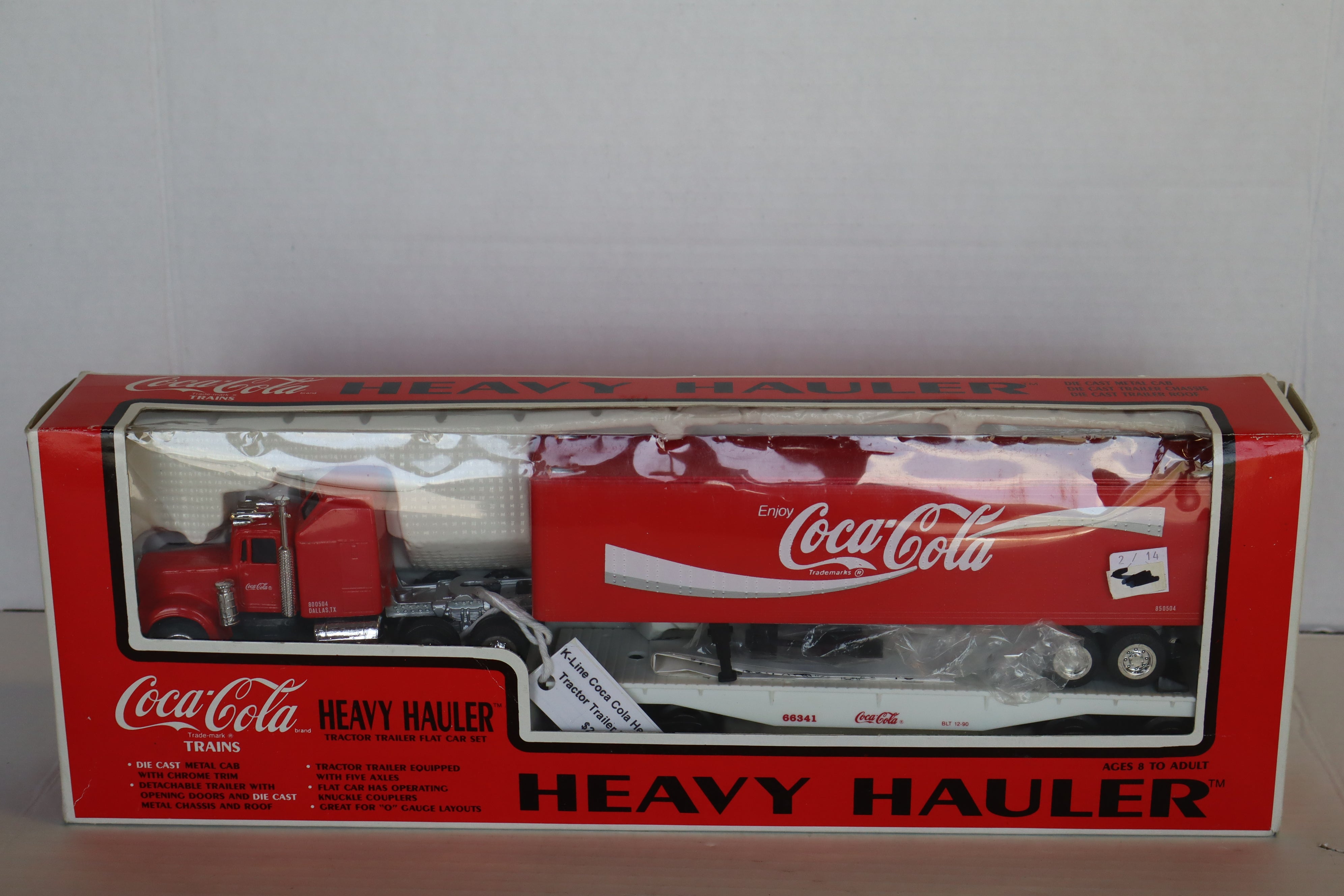K Line Coca Cola Heavy Hauler Tractor Trailer Flat Car Diecast Set-Second hand-M8144