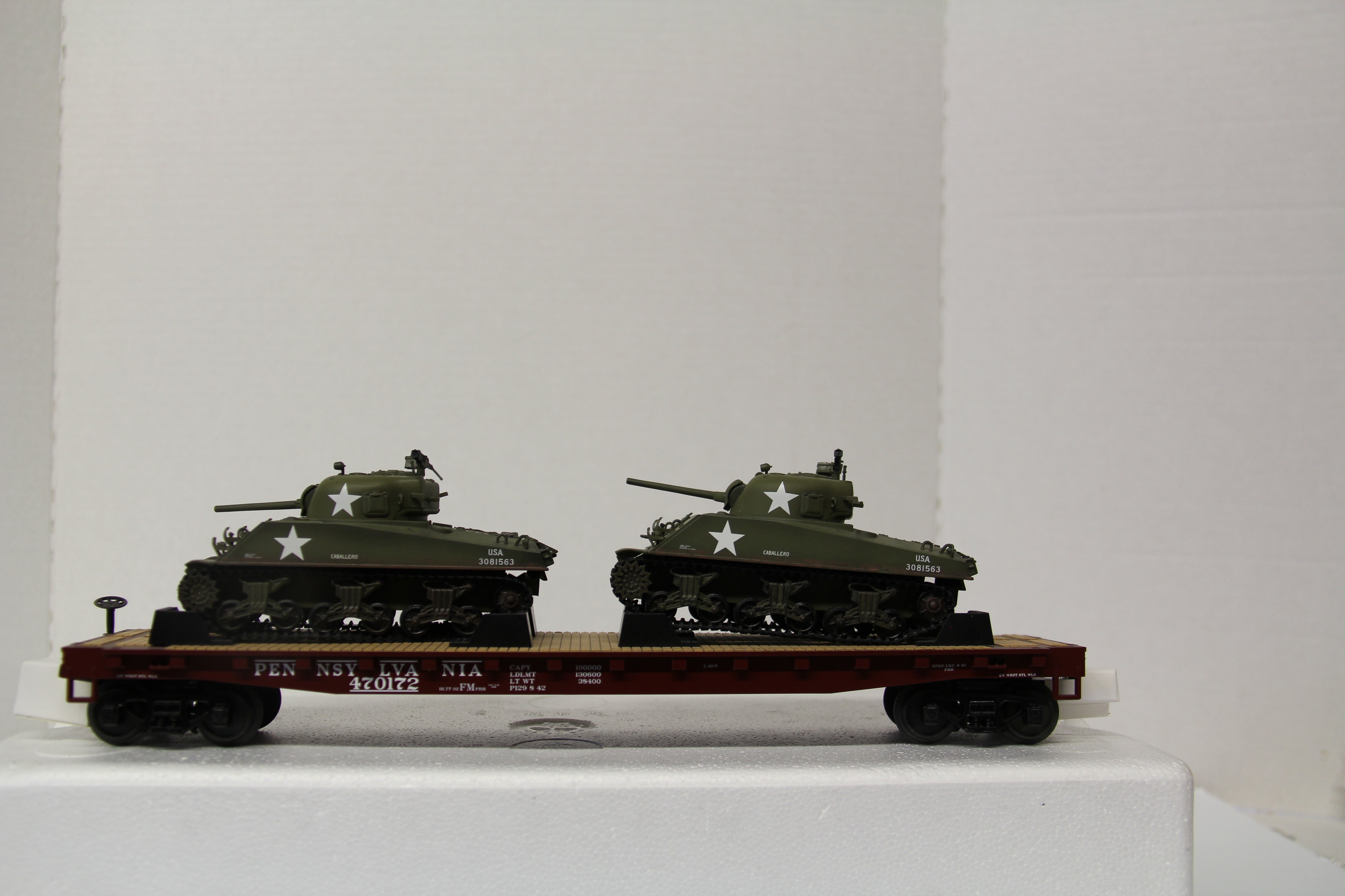 MTH 20-90429 Pennsylvania Flat Car w/ Sherman Tank Load 6 Car Set-Second hand-M4251