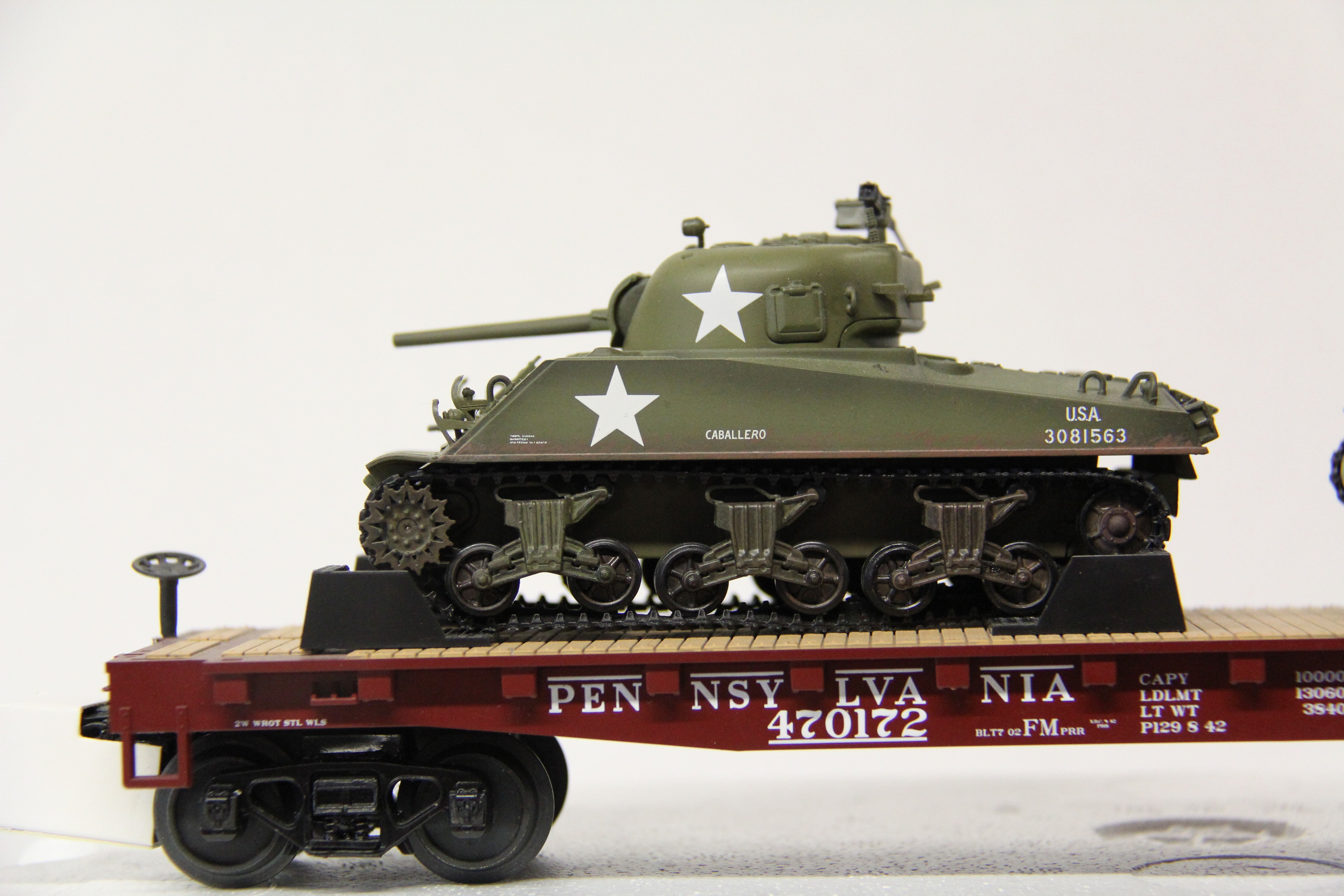 MTH 20-90429 Pennsylvania Flat Car w/ Sherman Tank Load 6 Car Set-Second hand-M4251