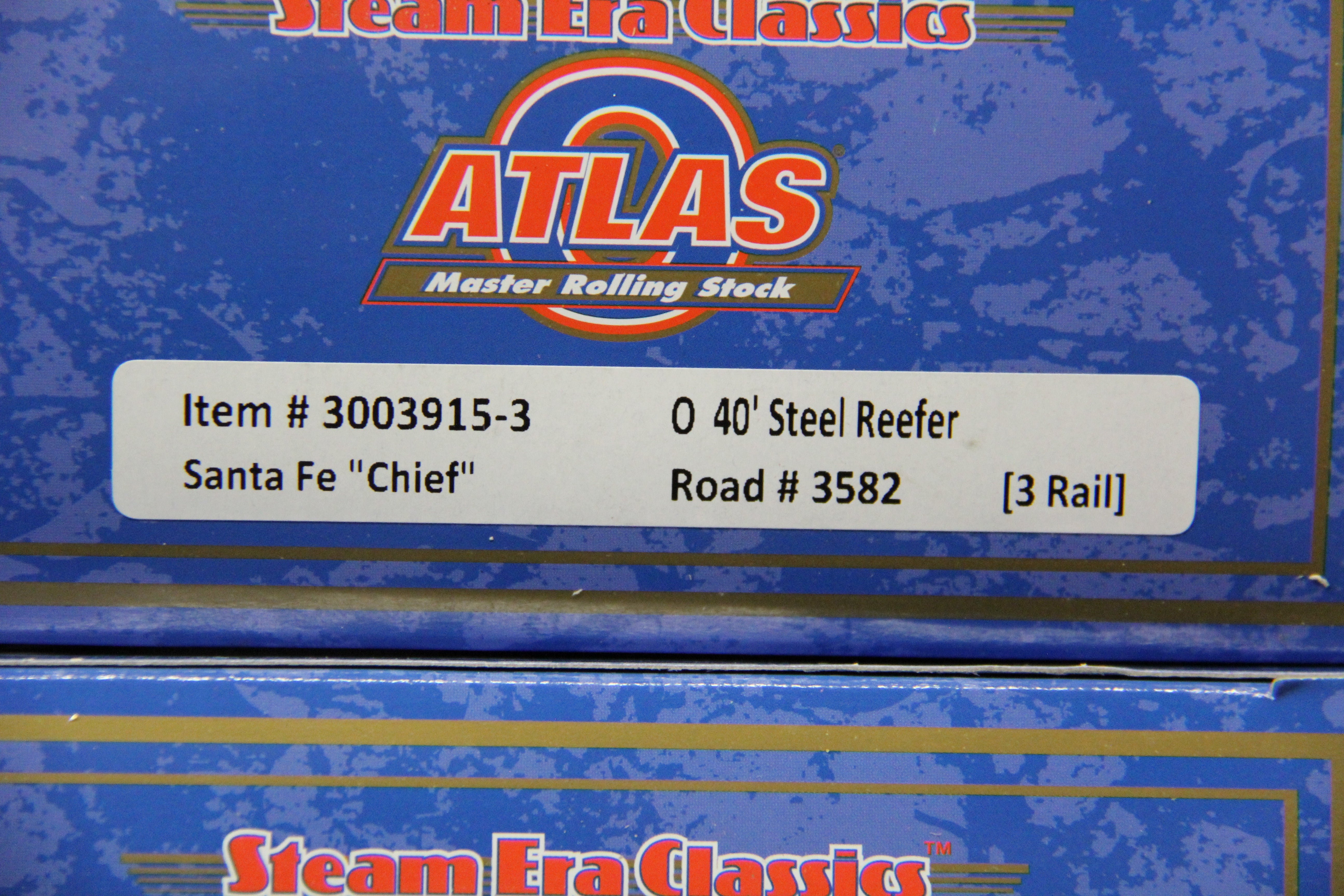 Atlas #3003915-1,-2,-3, -4 Santa Fe "Chief" 40' Steel Reefer-4 Car Set-Second hand-M4891