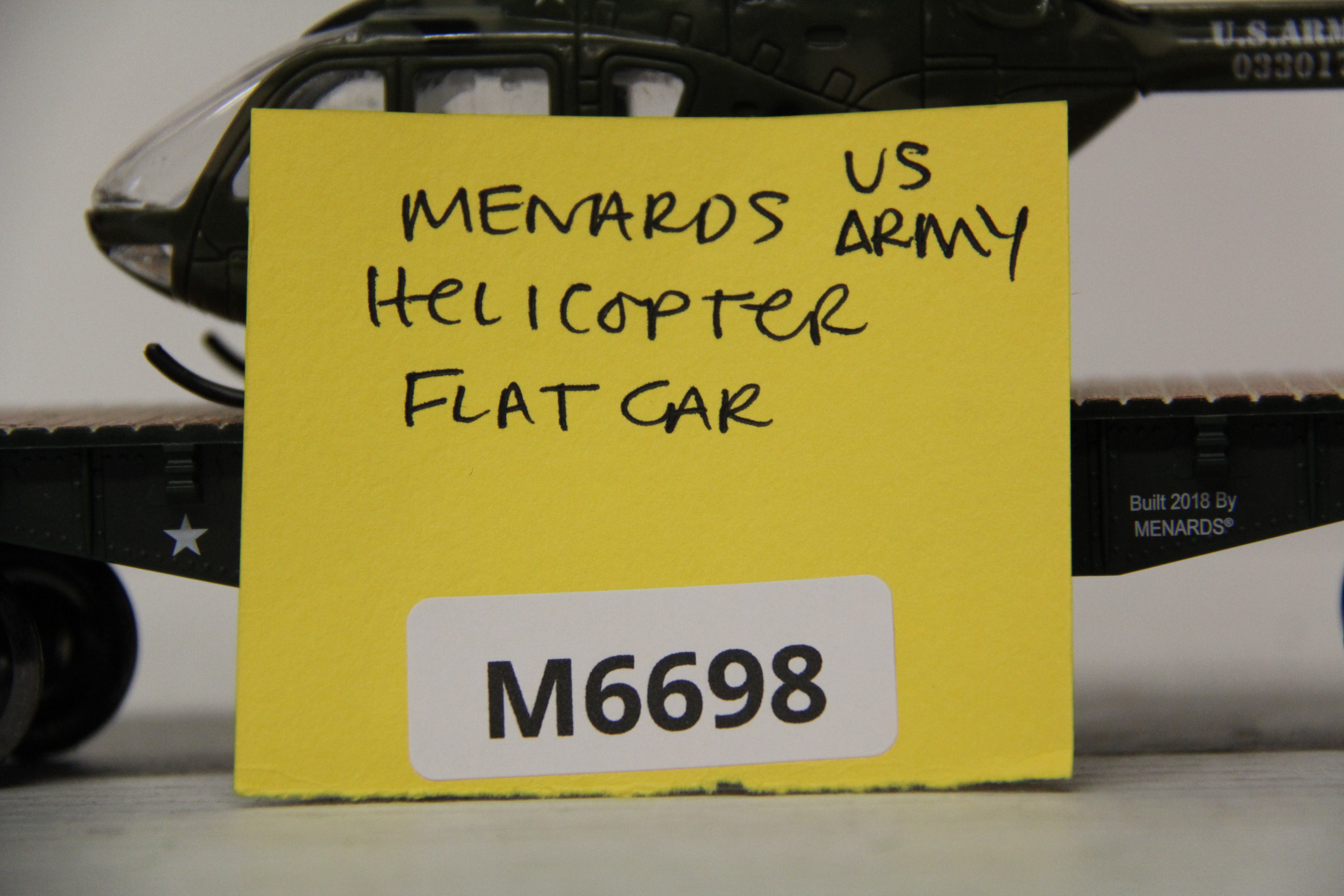 Menards US Army Helicopter Flat Car #1328-Second hand-M6698
